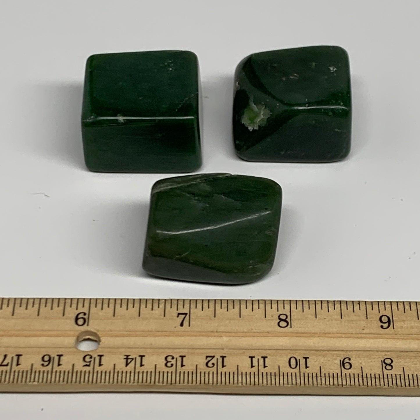 157.3g, 1.3"-1.3", 3pcs, Natural Nephrite Jade Tumbled Stone @Afghanistan,B31913