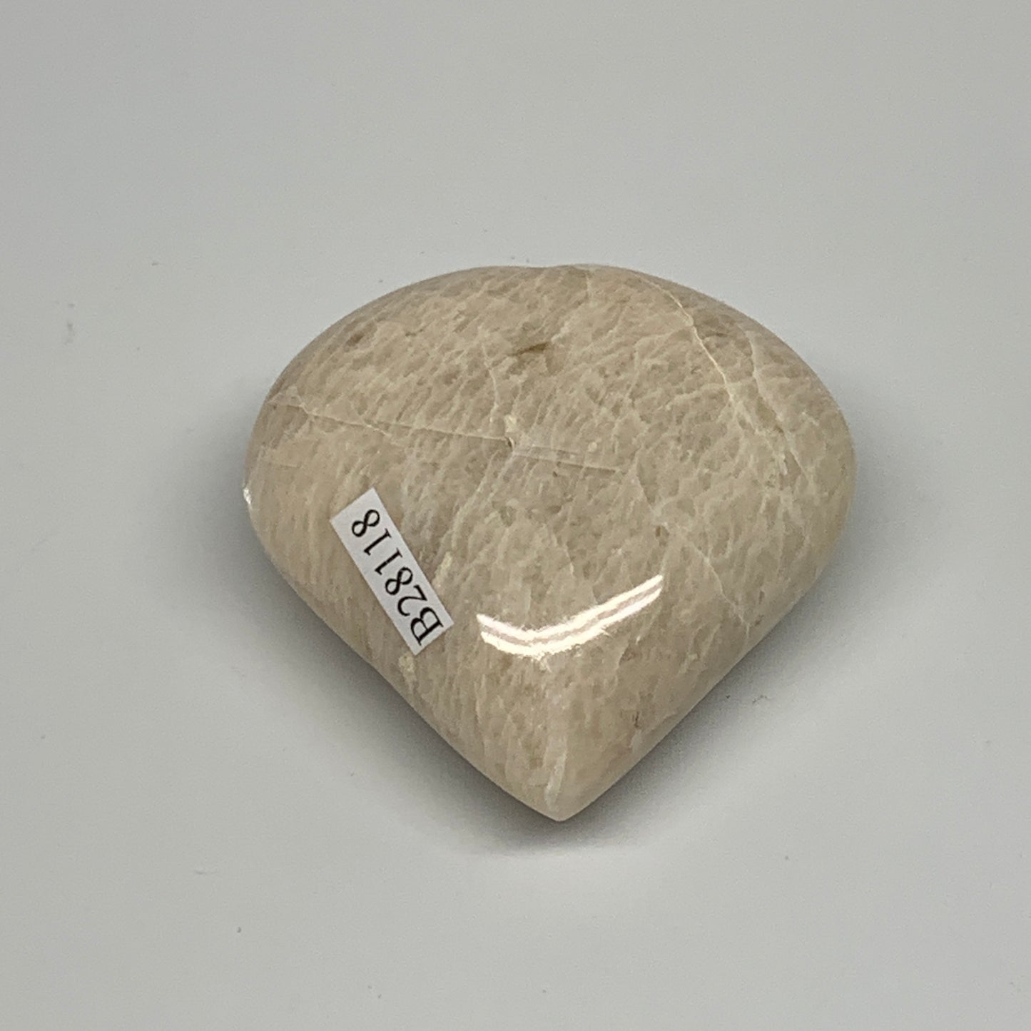 94.4g, 2.3"x2.2"x1", Peach Moonstone Heart Crystal Polished Gemstone, B28118