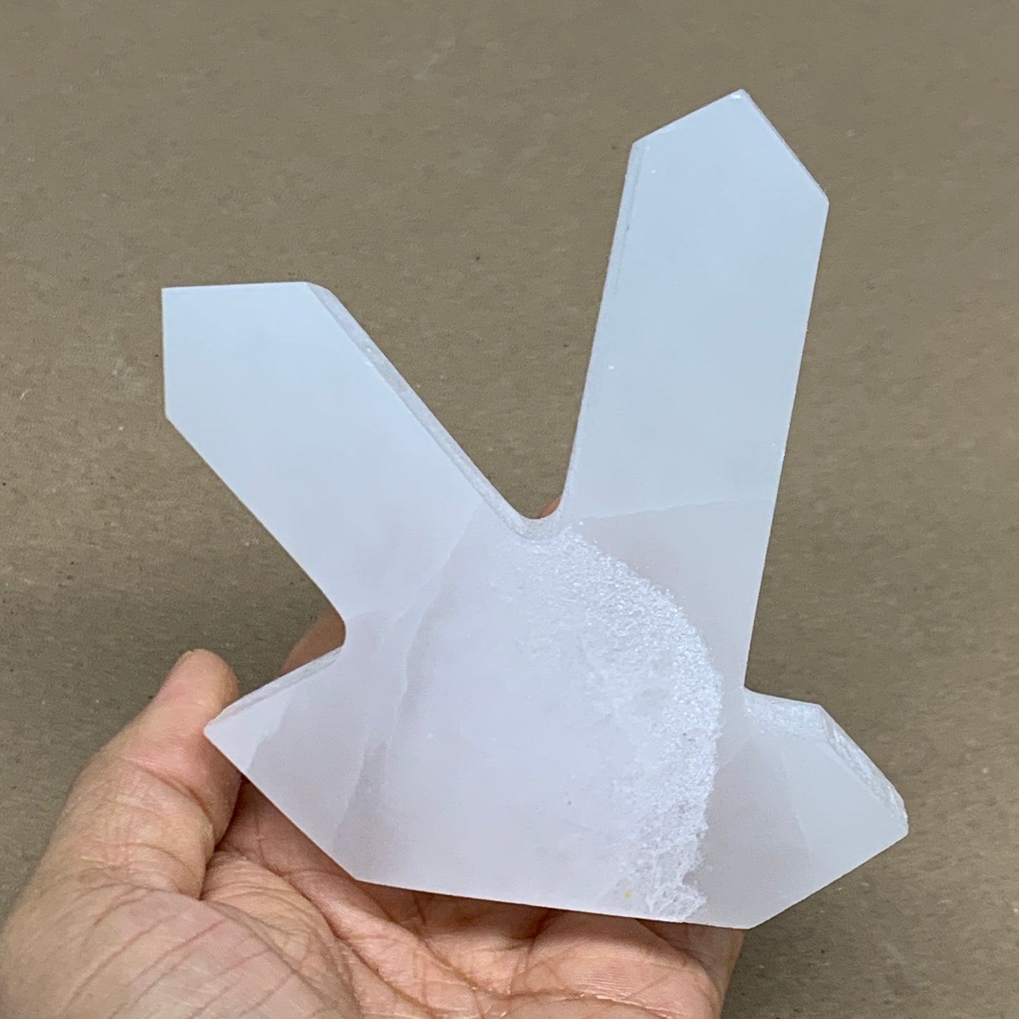 0.85 lbs, 4.3"x3.6"x1.2", Natural Selenite Crystals Carved,Home Decor, B35971