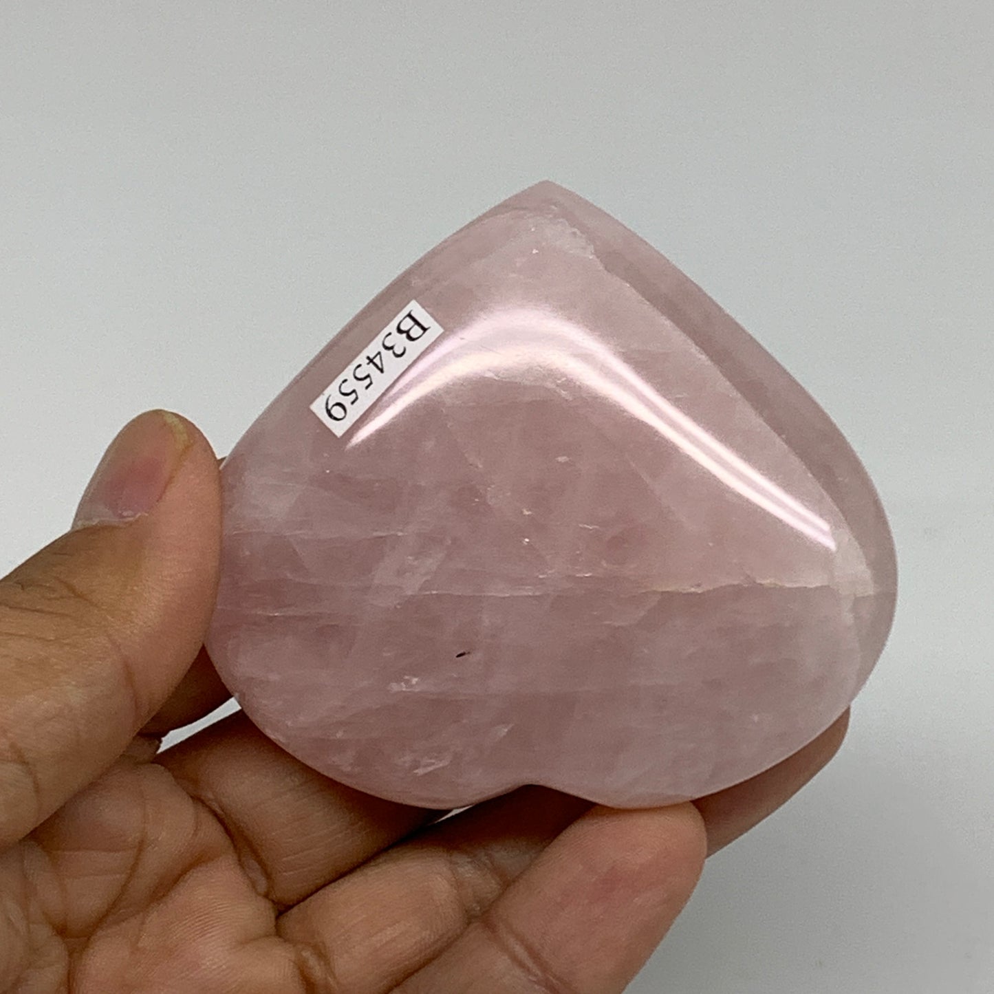 120g, 2.4" x 2.7" x 0.9" Rose Quartz Heart Healing Crystal @Madagascar, B34559