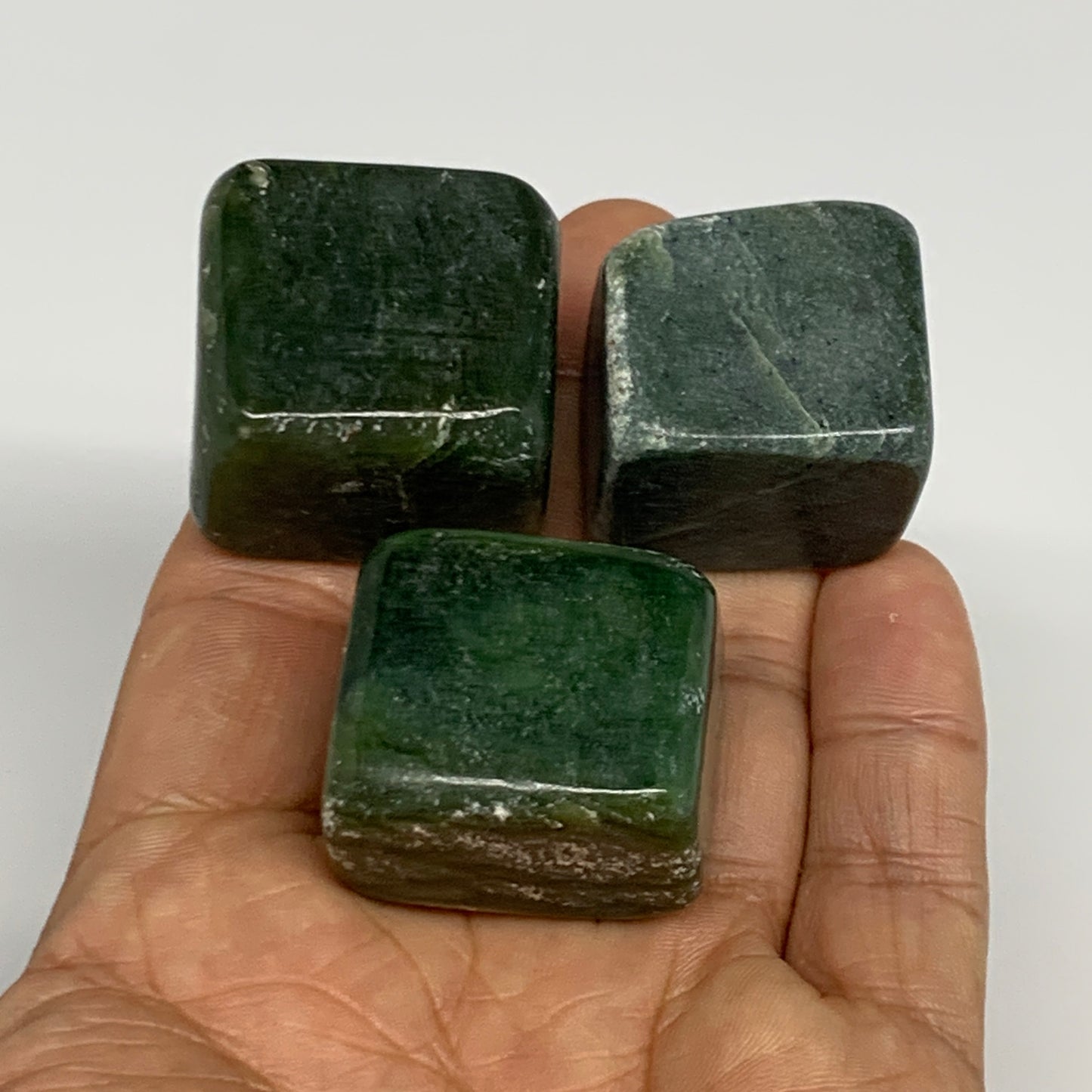 140.3g, 1"-1.2", 3pcs, Natural Nephrite Jade Tumbled Stone @Afghanistan,B31914