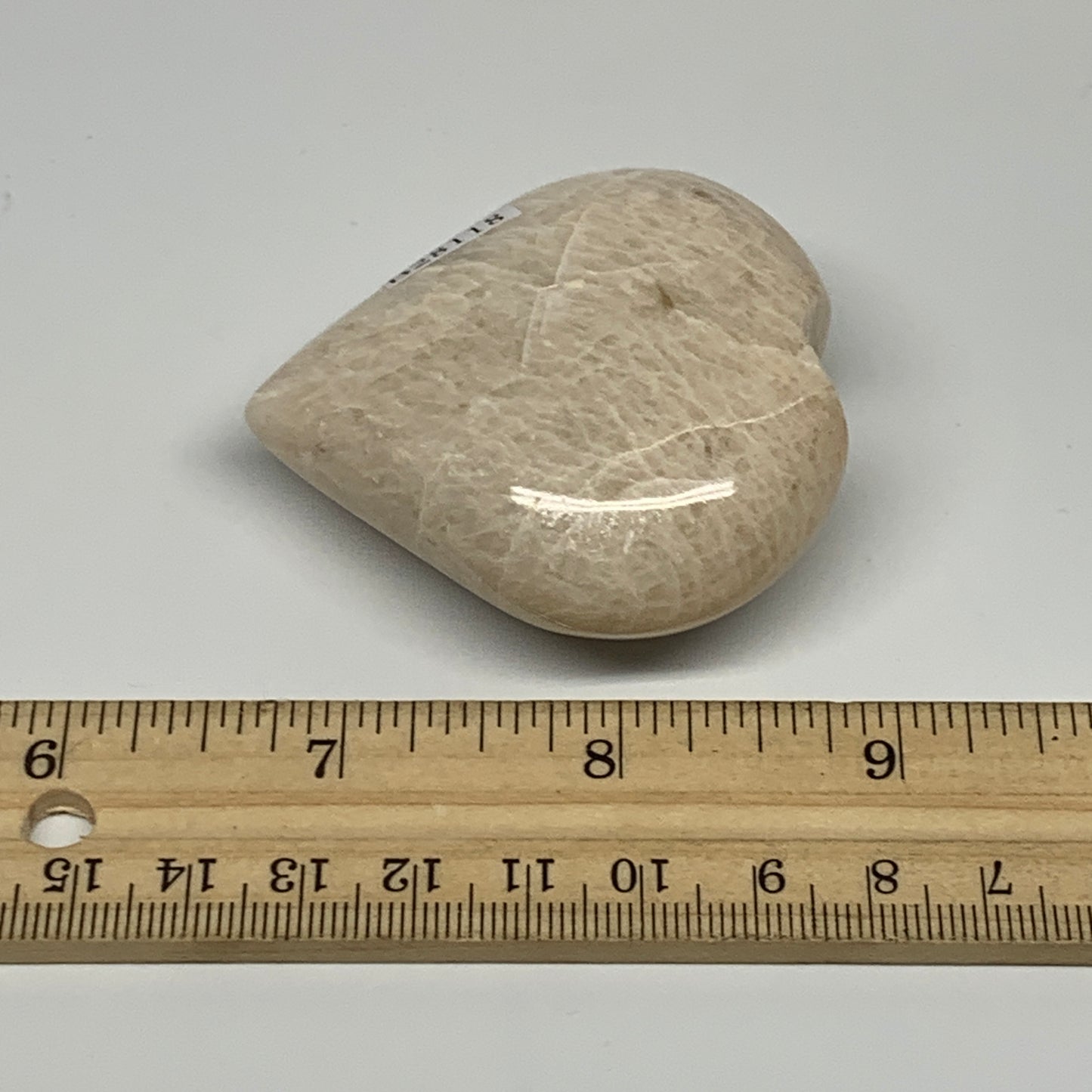 94.4g, 2.3"x2.2"x1", Peach Moonstone Heart Crystal Polished Gemstone, B28118