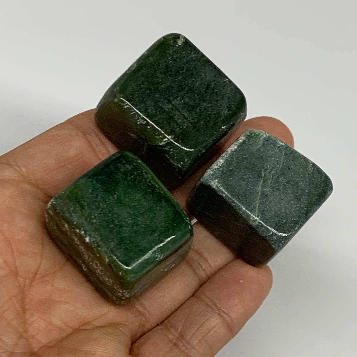 140.3g, 1"-1.2", 3pcs, Natural Nephrite Jade Tumbled Stone @Afghanistan,B31914