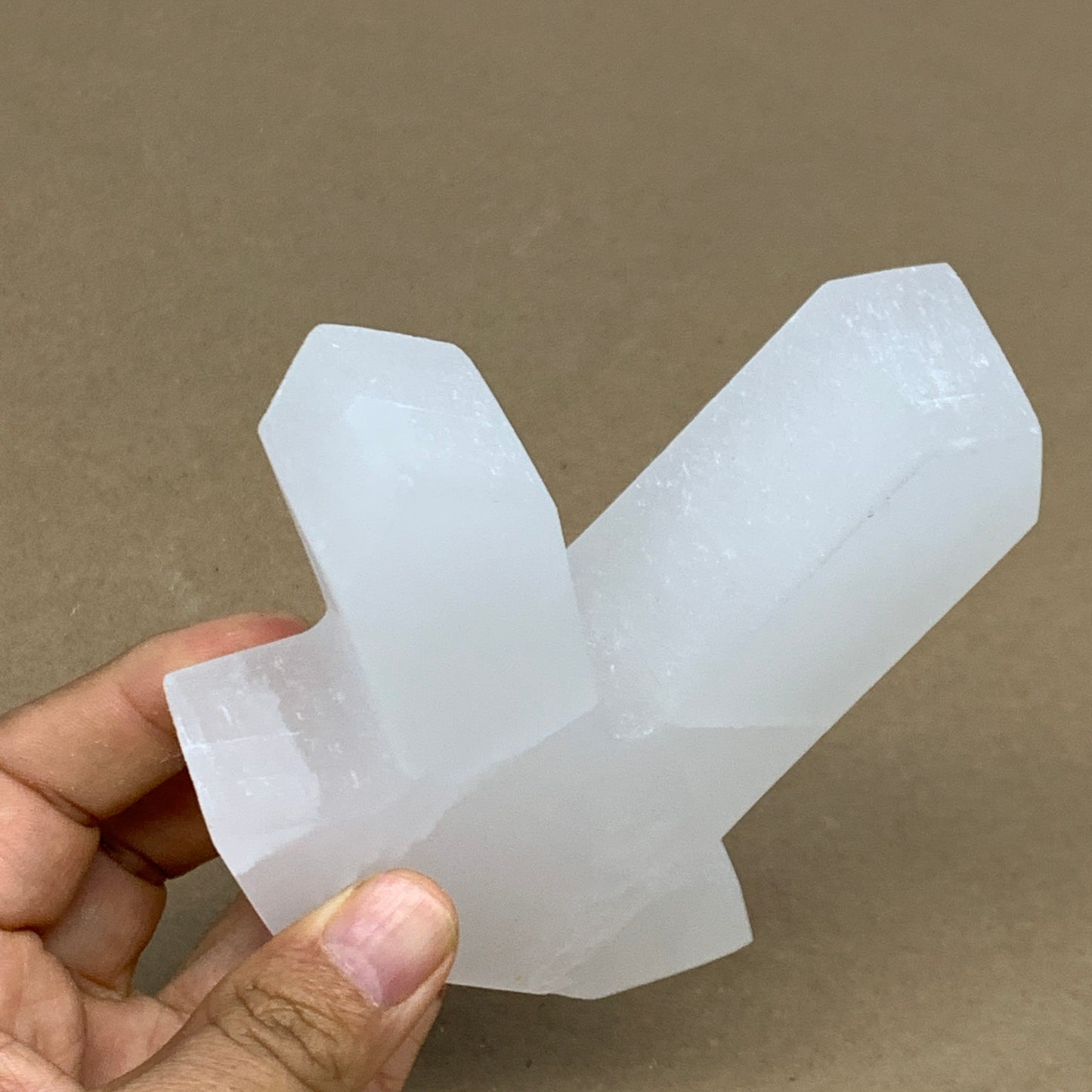 0.85 lbs, 4.3"x3.6"x1.2", Natural Selenite Crystals Carved,Home Decor, B35971