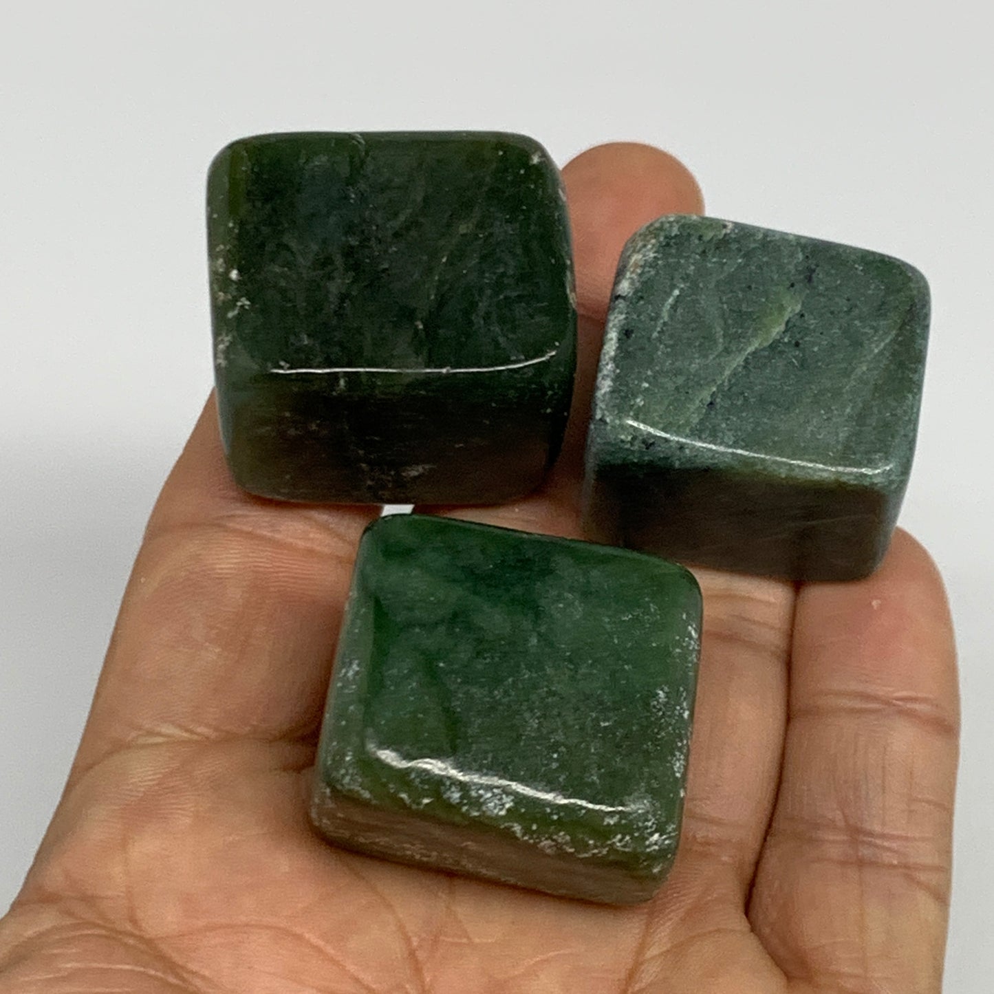 140.3g, 1"-1.2", 3pcs, Natural Nephrite Jade Tumbled Stone @Afghanistan,B31914