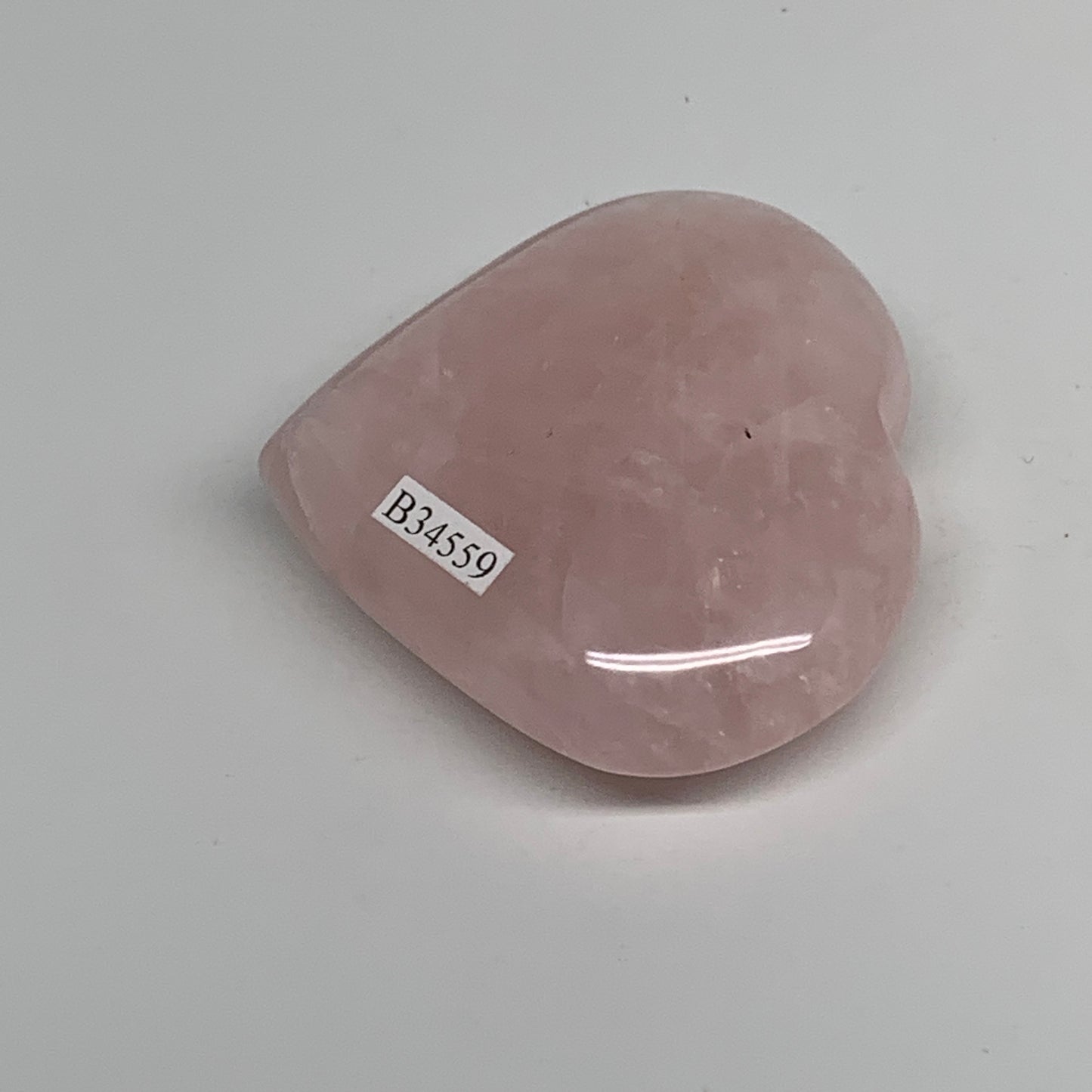 120g, 2.4" x 2.7" x 0.9" Rose Quartz Heart Healing Crystal @Madagascar, B34559