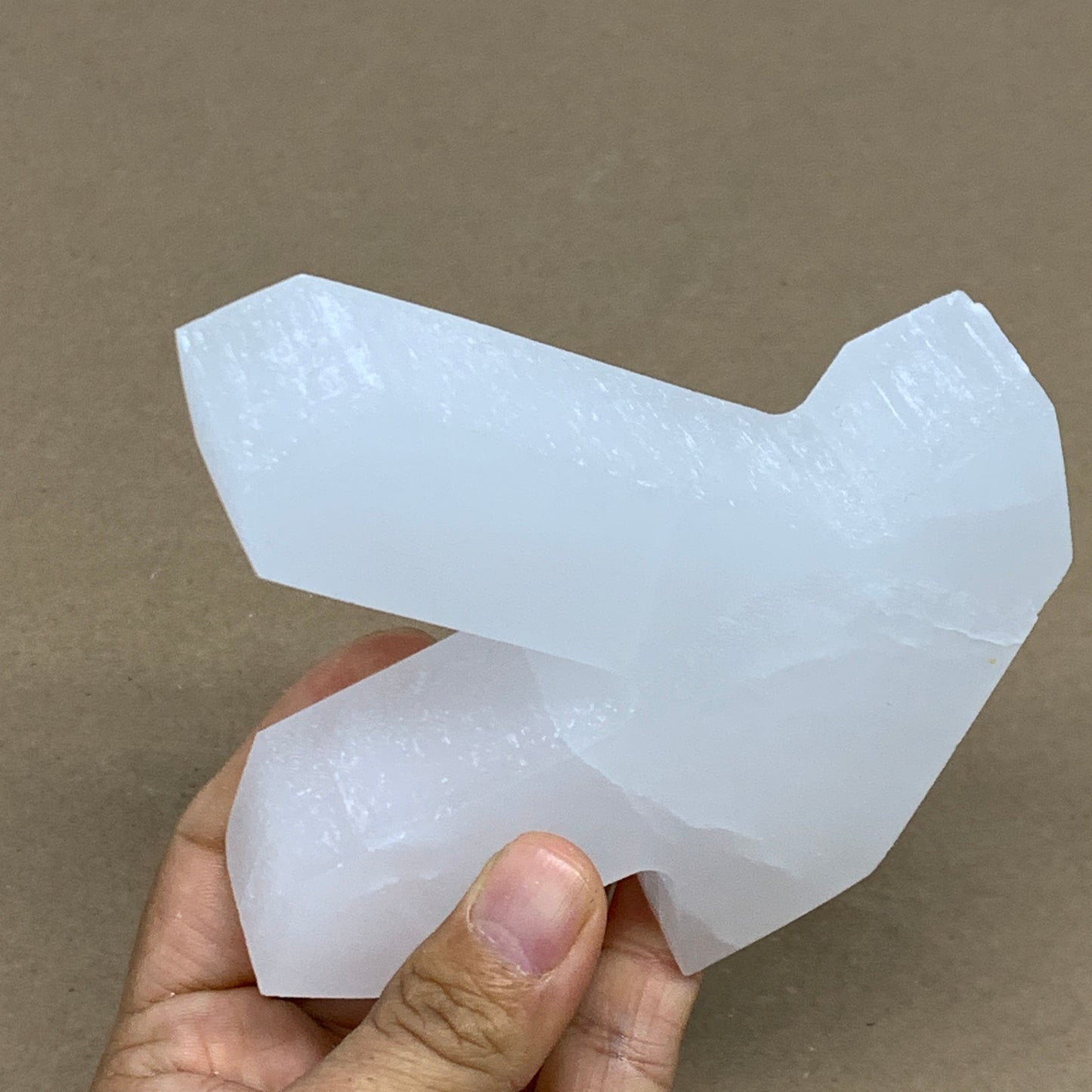 0.85 lbs, 4.3"x3.6"x1.2", Natural Selenite Crystals Carved,Home Decor, B35971