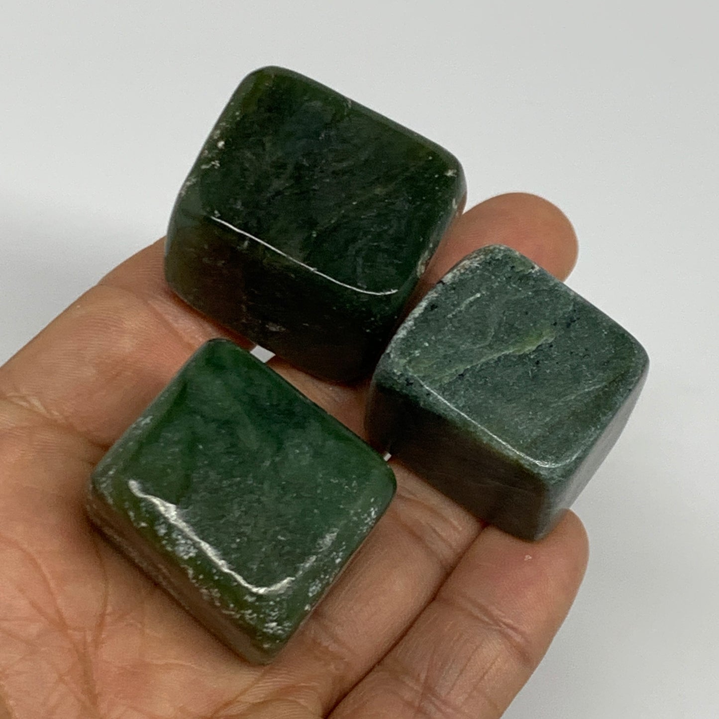 140.3g, 1"-1.2", 3pcs, Natural Nephrite Jade Tumbled Stone @Afghanistan,B31914