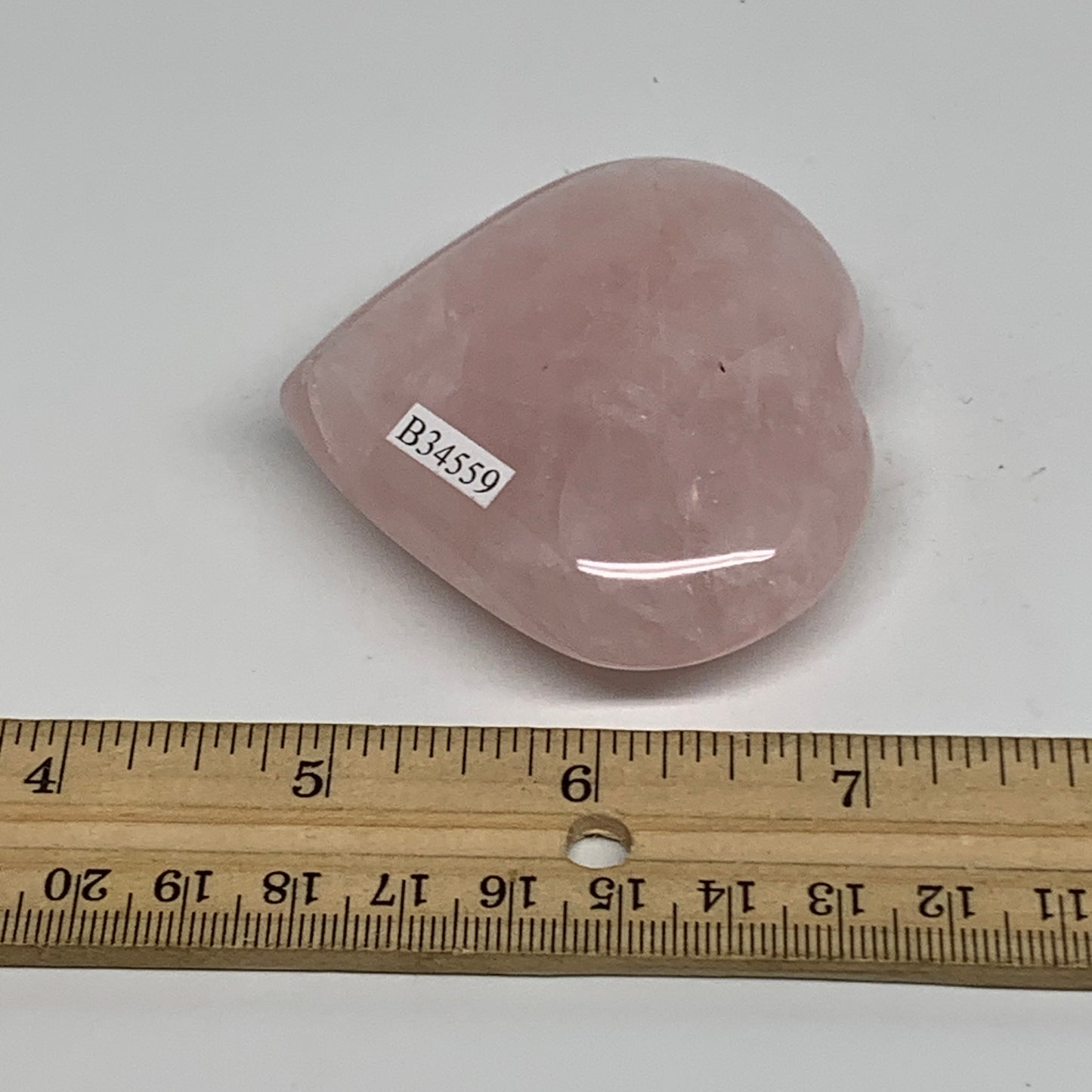120g, 2.4" x 2.7" x 0.9" Rose Quartz Heart Healing Crystal @Madagascar, B34559