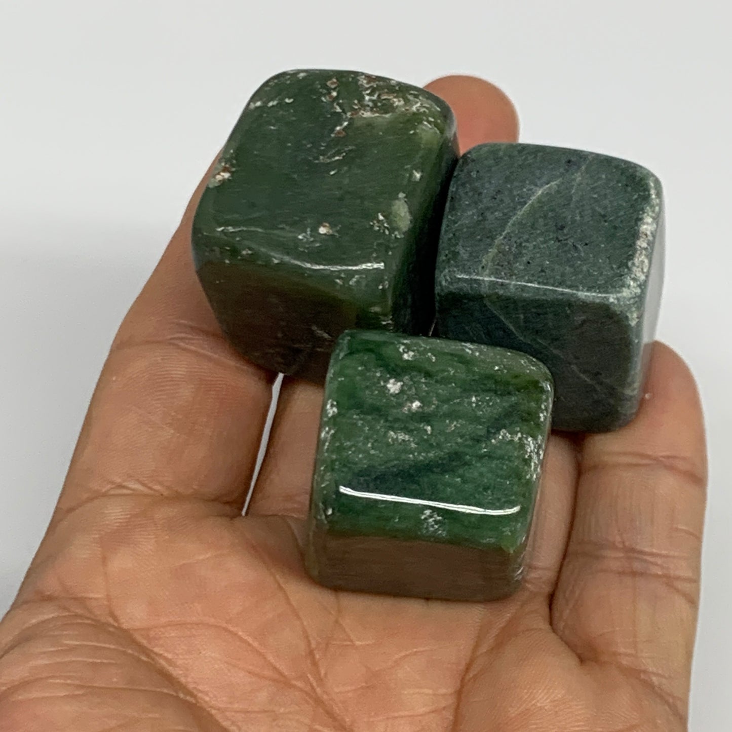 140.3g, 1"-1.2", 3pcs, Natural Nephrite Jade Tumbled Stone @Afghanistan,B31914