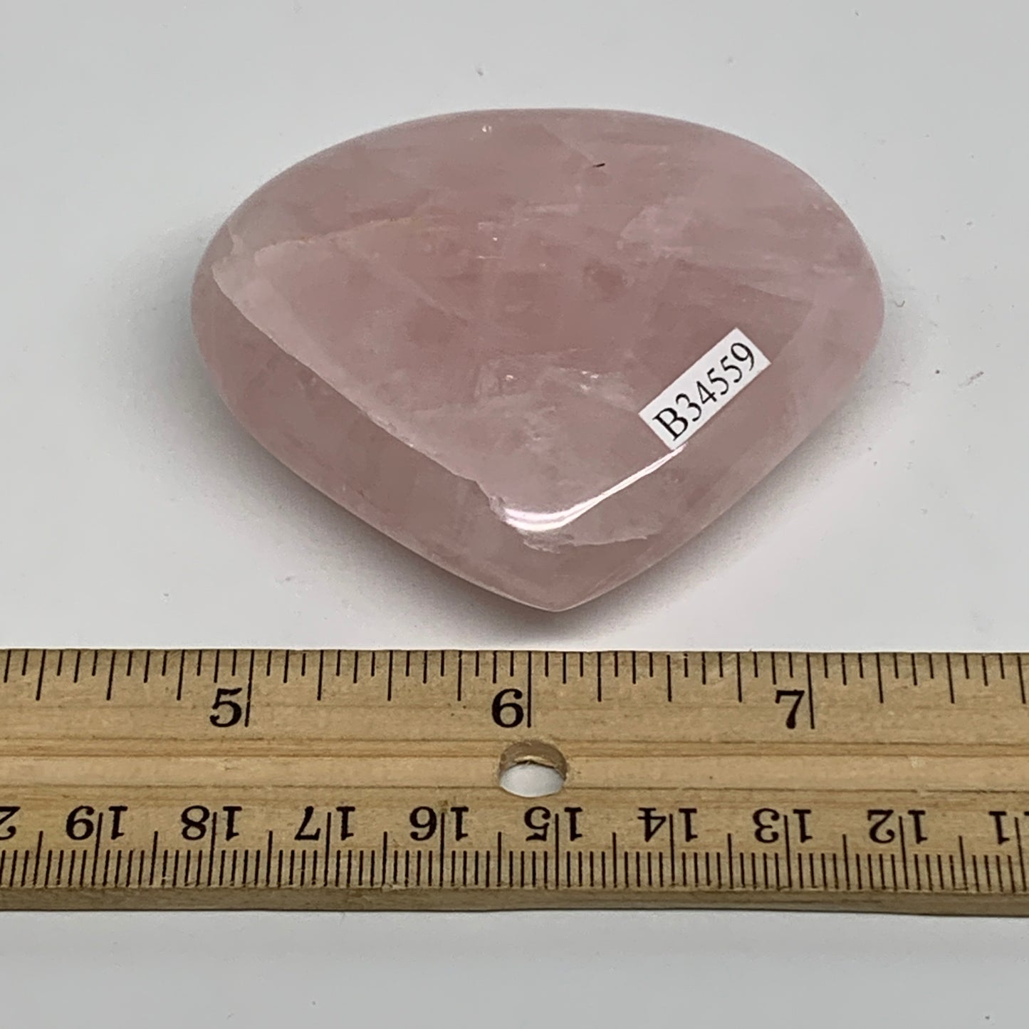 120g, 2.4" x 2.7" x 0.9" Rose Quartz Heart Healing Crystal @Madagascar, B34559
