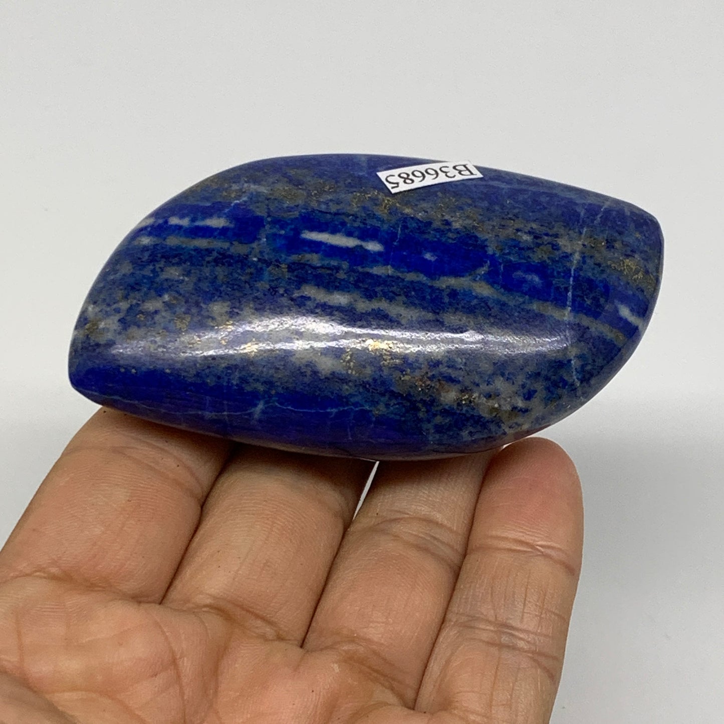 128.8g, 3.1"x1.8"x0.9", Natural Lapis Lazuli Palm Stone @Afghanistan, B36685