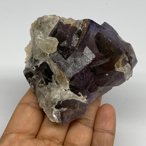 256.2g, 2.9"x2.9"x1.6", Purple Fluorite Crystal Mineral Specimen @Pakistan, B273