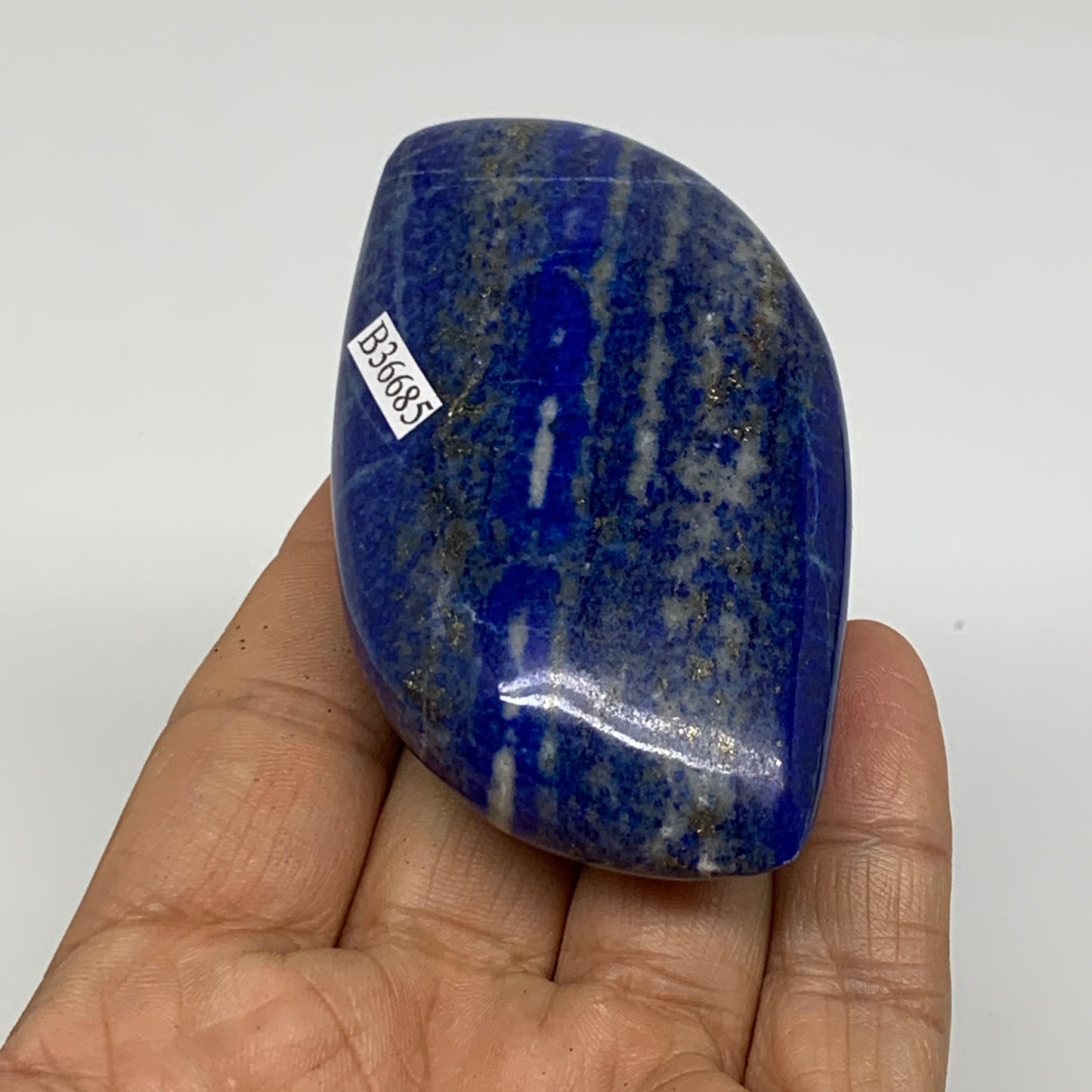128.8g, 3.1"x1.8"x0.9", Natural Lapis Lazuli Palm Stone @Afghanistan, B36685