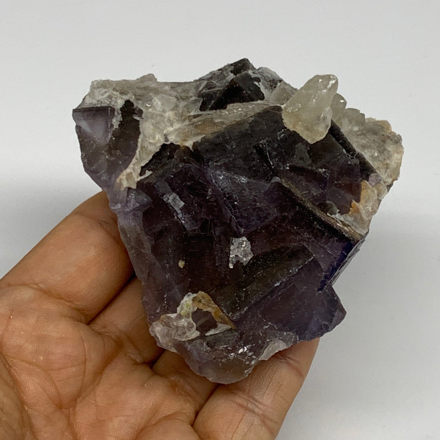 256.2g, 2.9"x2.9"x1.6", Purple Fluorite Crystal Mineral Specimen @Pakistan, B273
