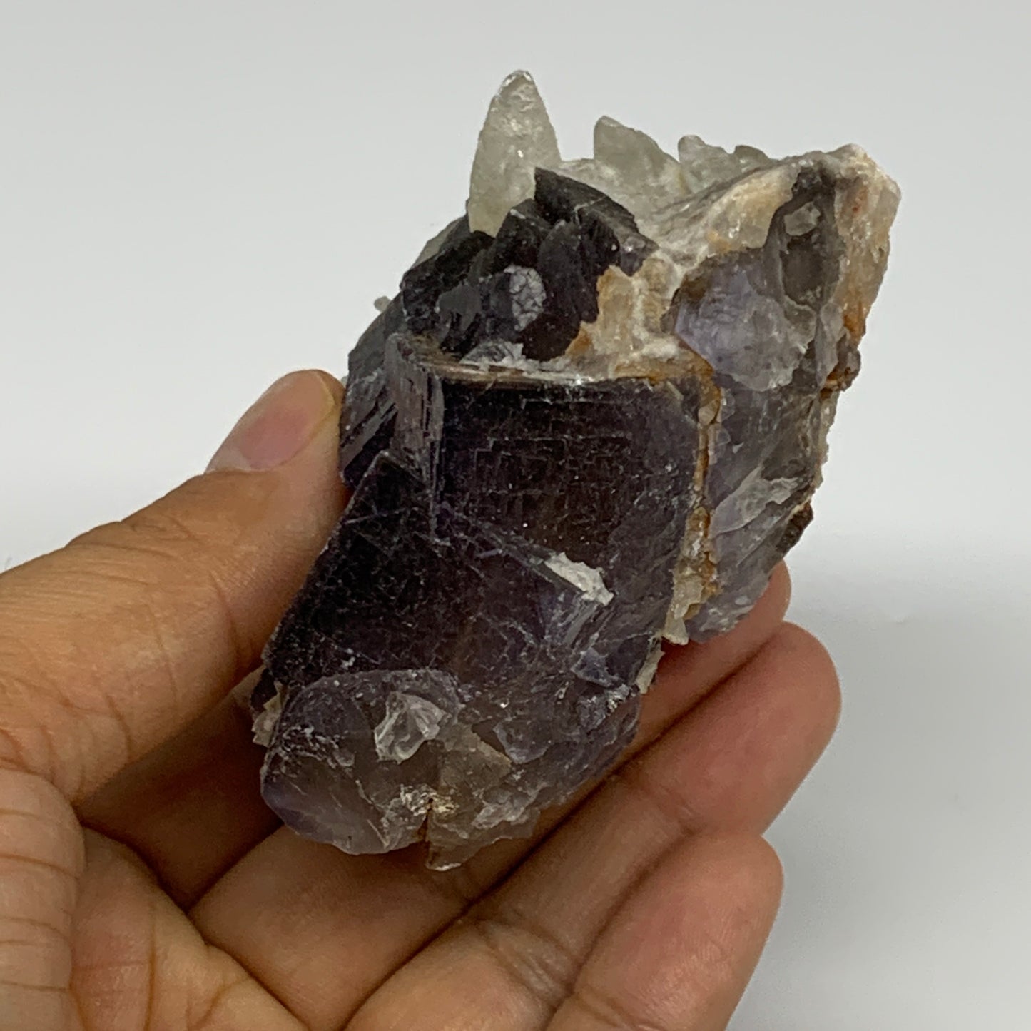 256.2g, 2.9"x2.9"x1.6", Purple Fluorite Crystal Mineral Specimen @Pakistan, B273