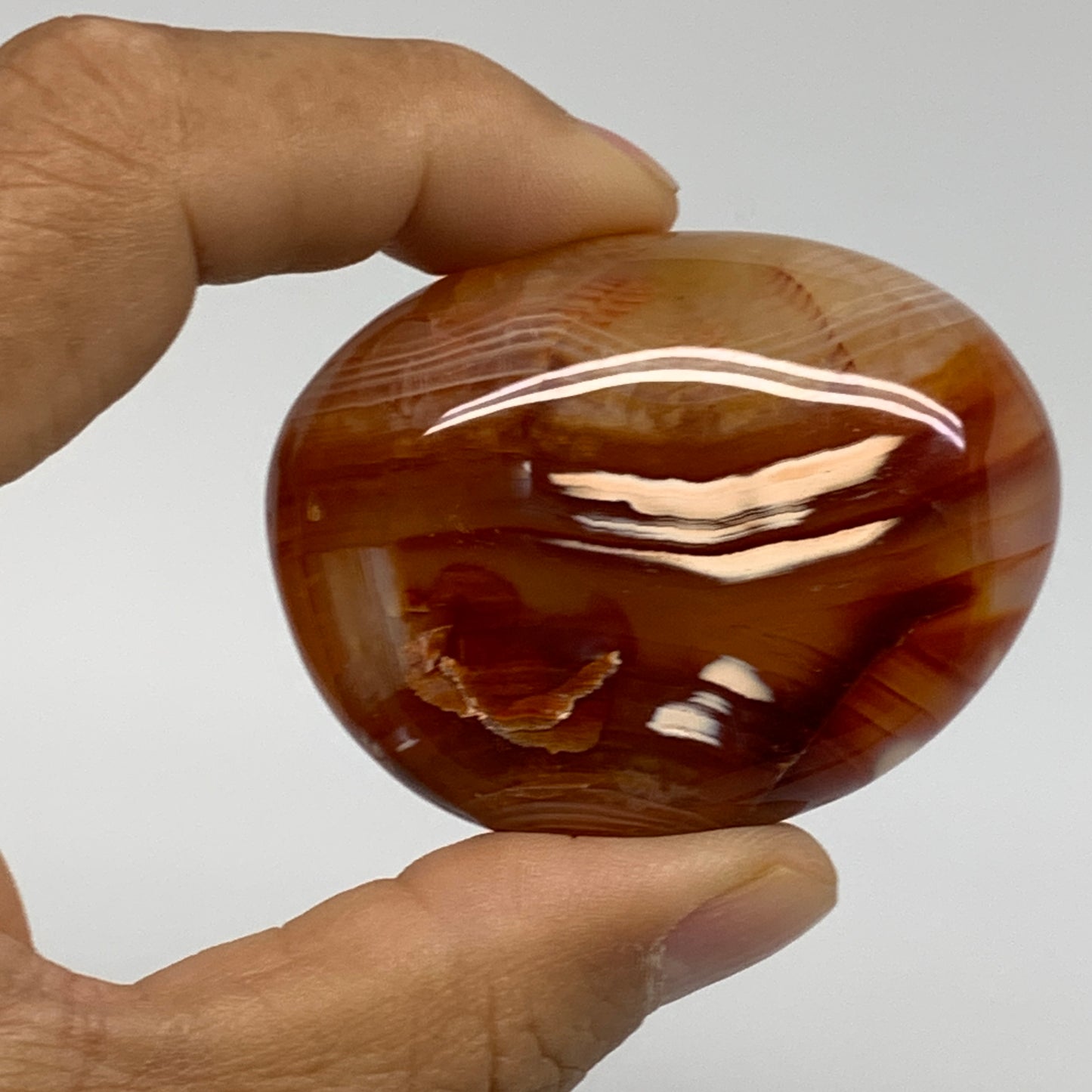 164.8g, 2.1"-2.2", 2pcs, Red Carnelian Palm-Stone Gem Crystal Polished, B37597