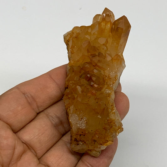 73.9g, 3.2"x1.3"x1.2", Orange Quartz Cluster Crystal Terminated @Brazil, B28912