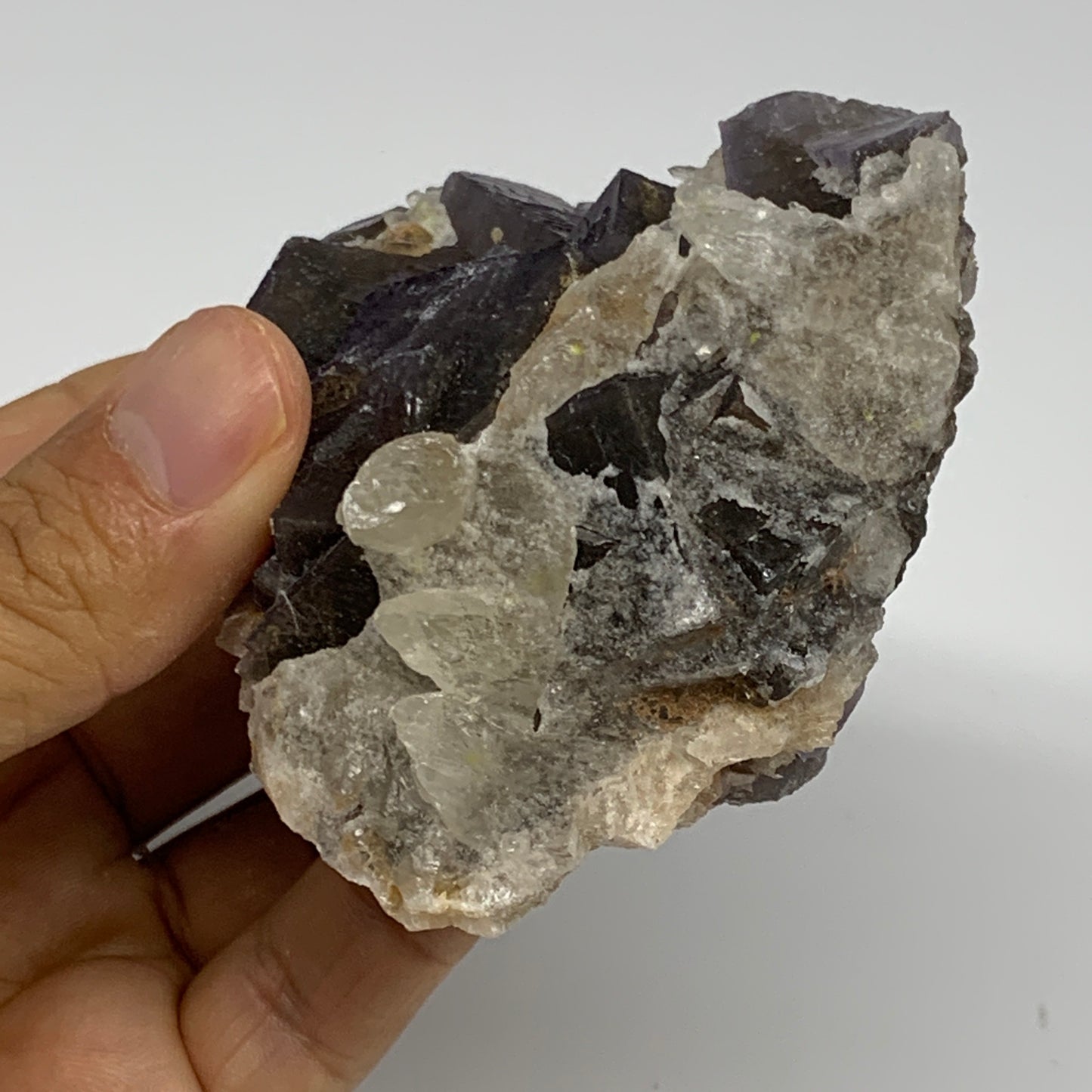 256.2g, 2.9"x2.9"x1.6", Purple Fluorite Crystal Mineral Specimen @Pakistan, B273