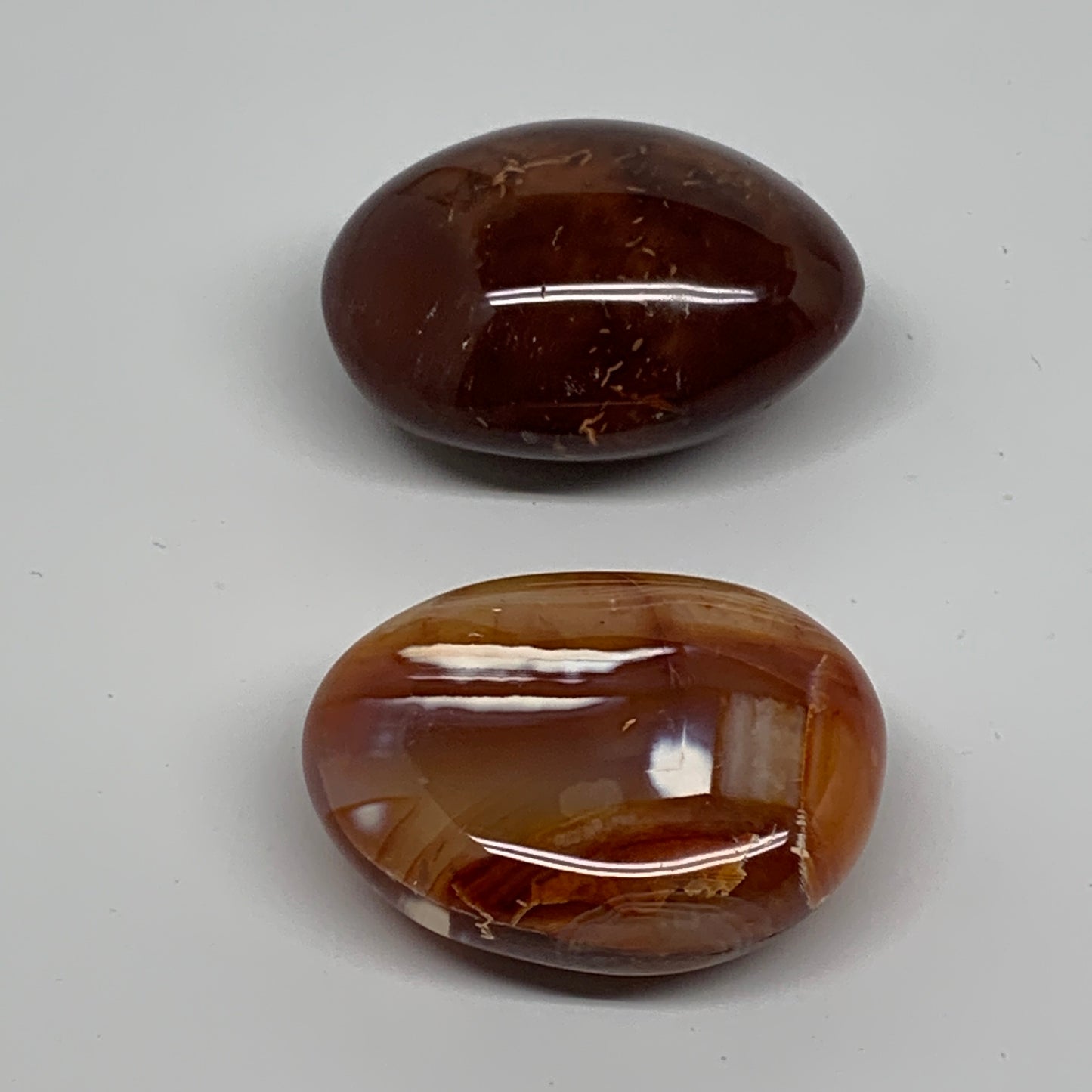 164.8g, 2.1"-2.2", 2pcs, Red Carnelian Palm-Stone Gem Crystal Polished, B37597