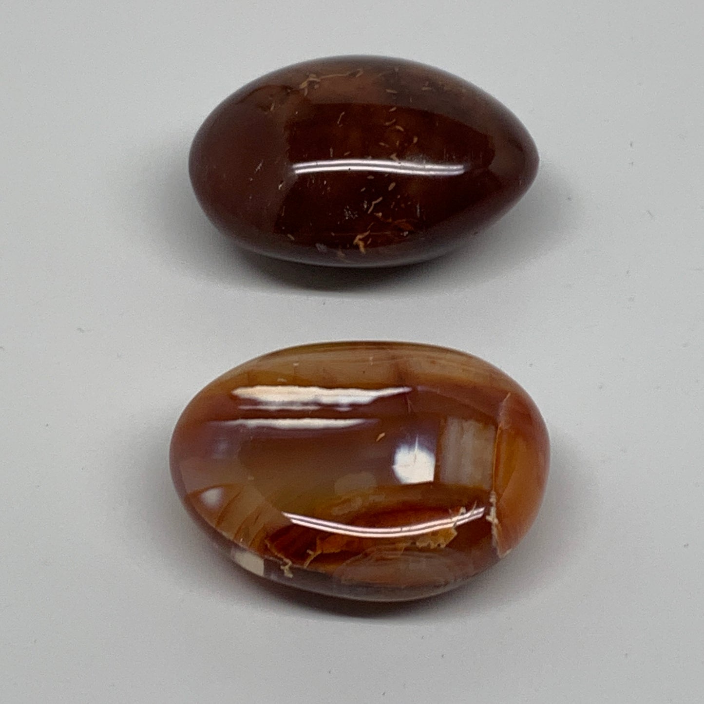 164.8g, 2.1"-2.2", 2pcs, Red Carnelian Palm-Stone Gem Crystal Polished, B37597