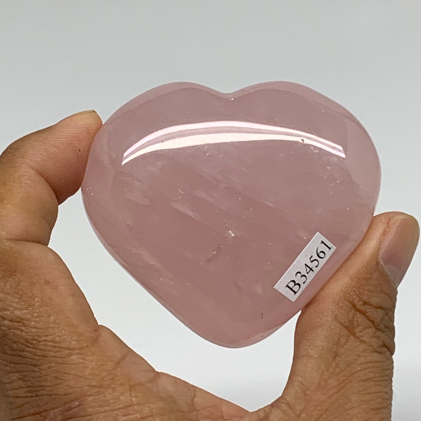 125g, 2.2"x2.5"x1",  Rose Quartz Heart Healing Crystal @Madagascar, B34561