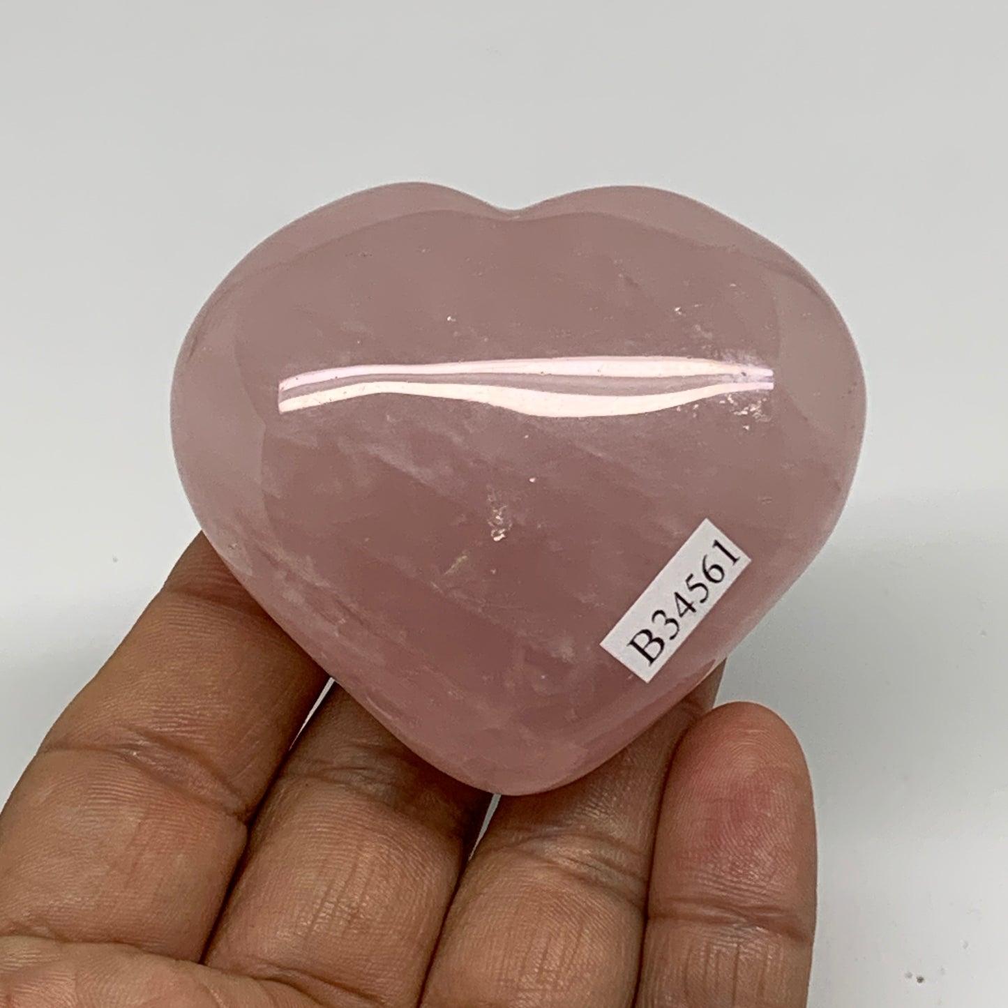 125g, 2.2"x2.5"x1",  Rose Quartz Heart Healing Crystal @Madagascar, B34561