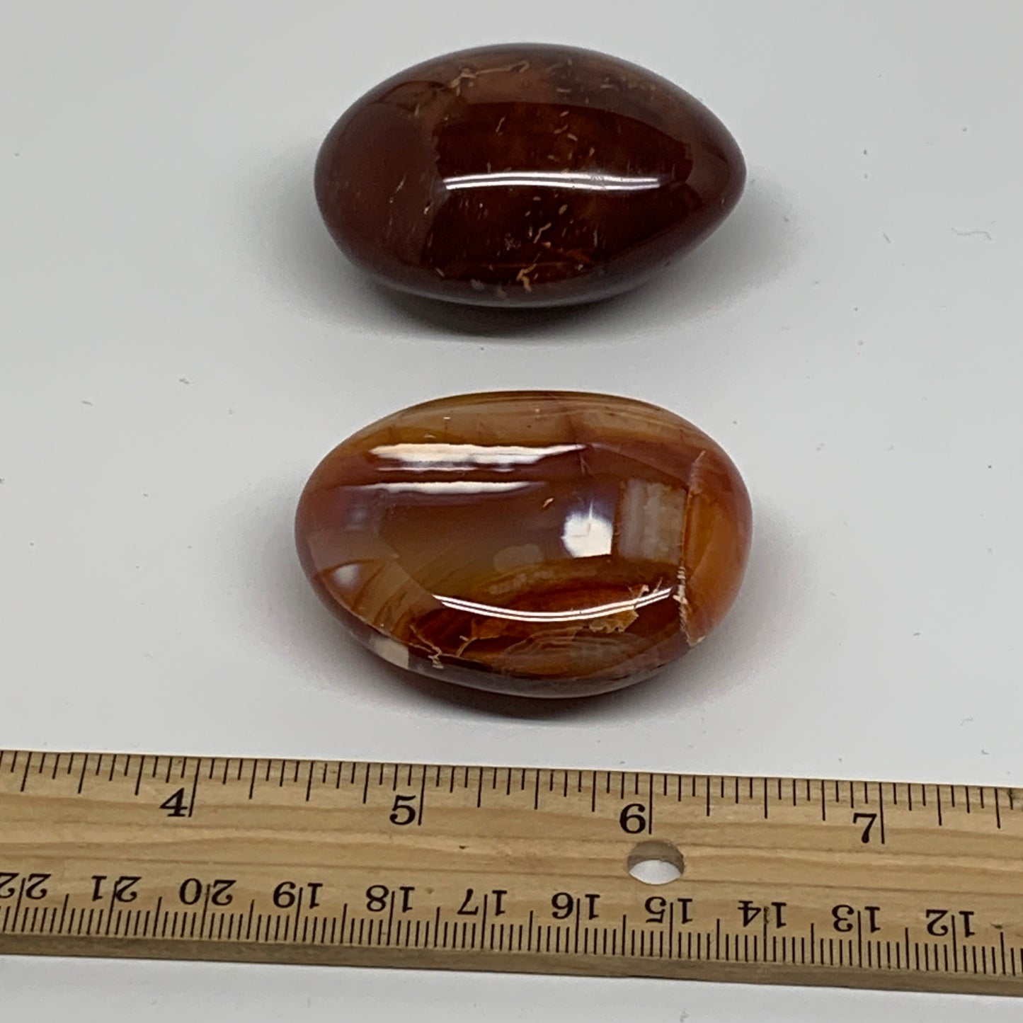 164.8g, 2.1"-2.2", 2pcs, Red Carnelian Palm-Stone Gem Crystal Polished, B37597