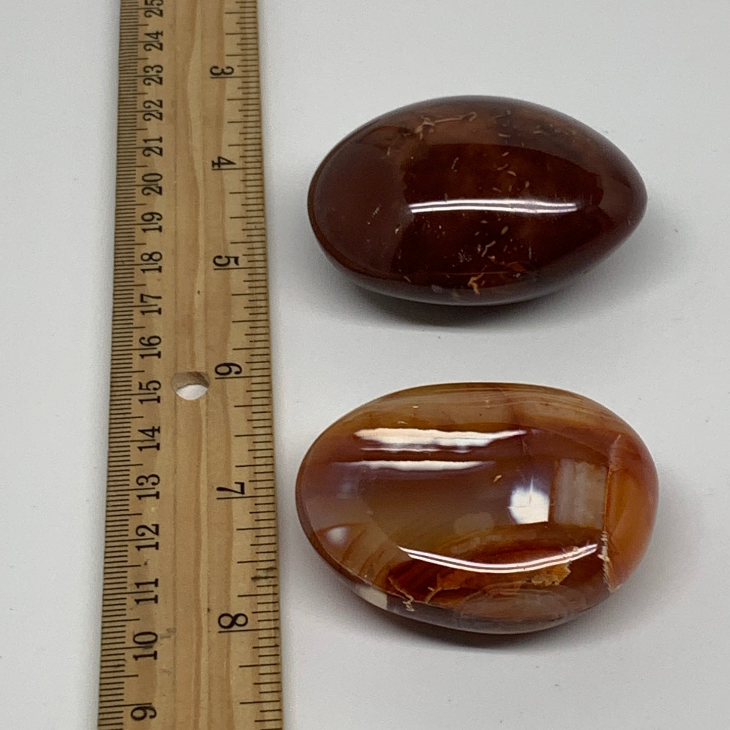 164.8g, 2.1"-2.2", 2pcs, Red Carnelian Palm-Stone Gem Crystal Polished, B37597