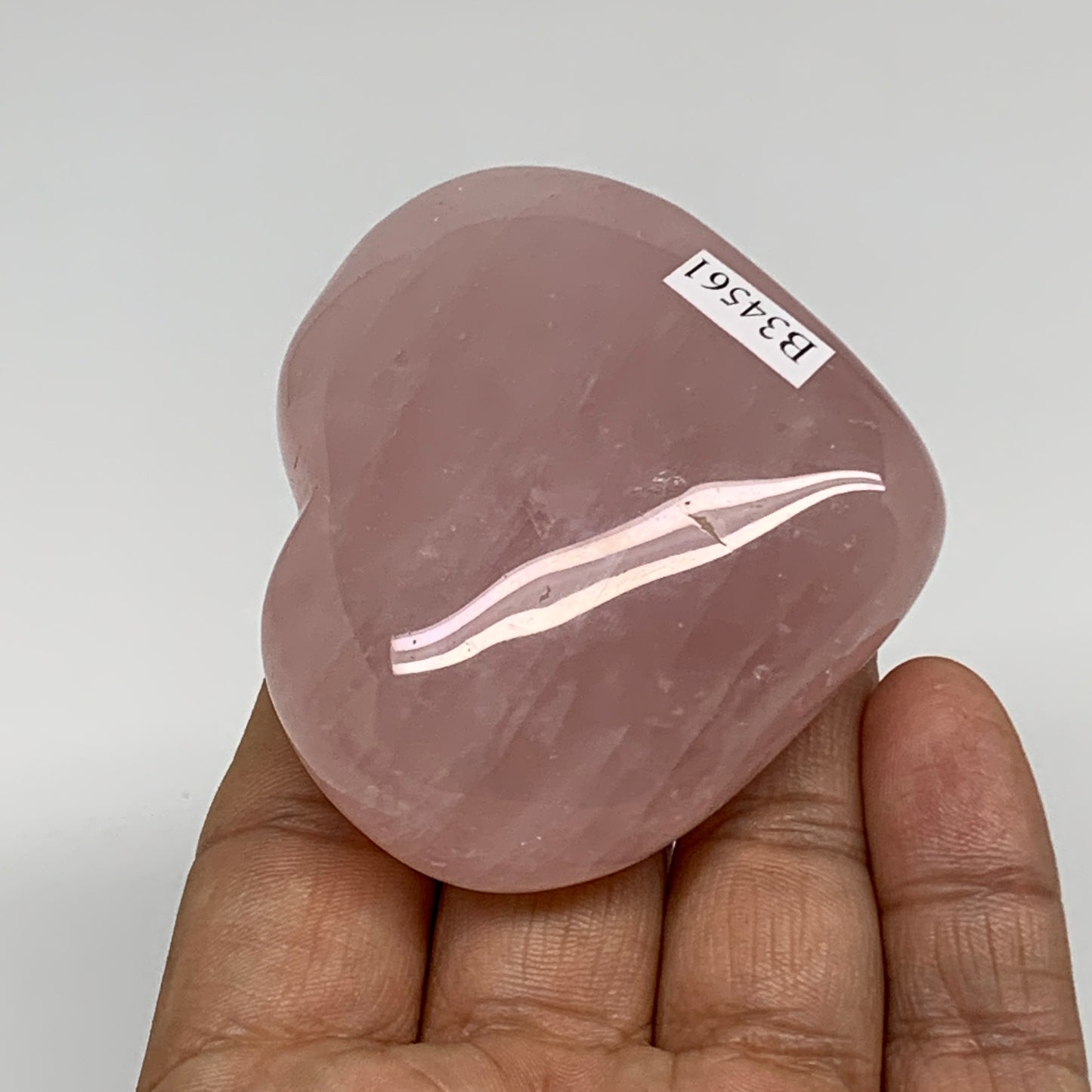 125g, 2.2"x2.5"x1",  Rose Quartz Heart Healing Crystal @Madagascar, B34561