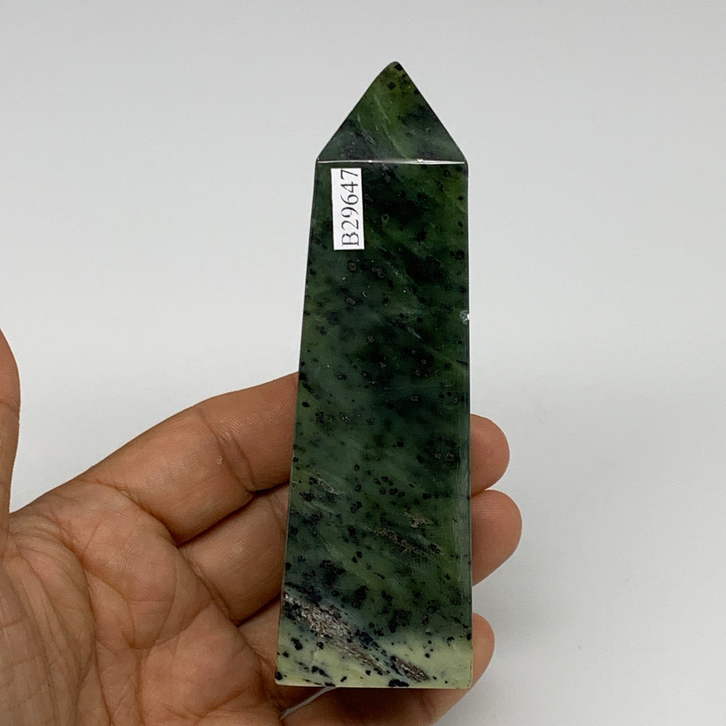 195.2g, 4.3"x1.3"x1.2", Serpentine Point Tower Obelisk Crystal @Pakistan, B29647