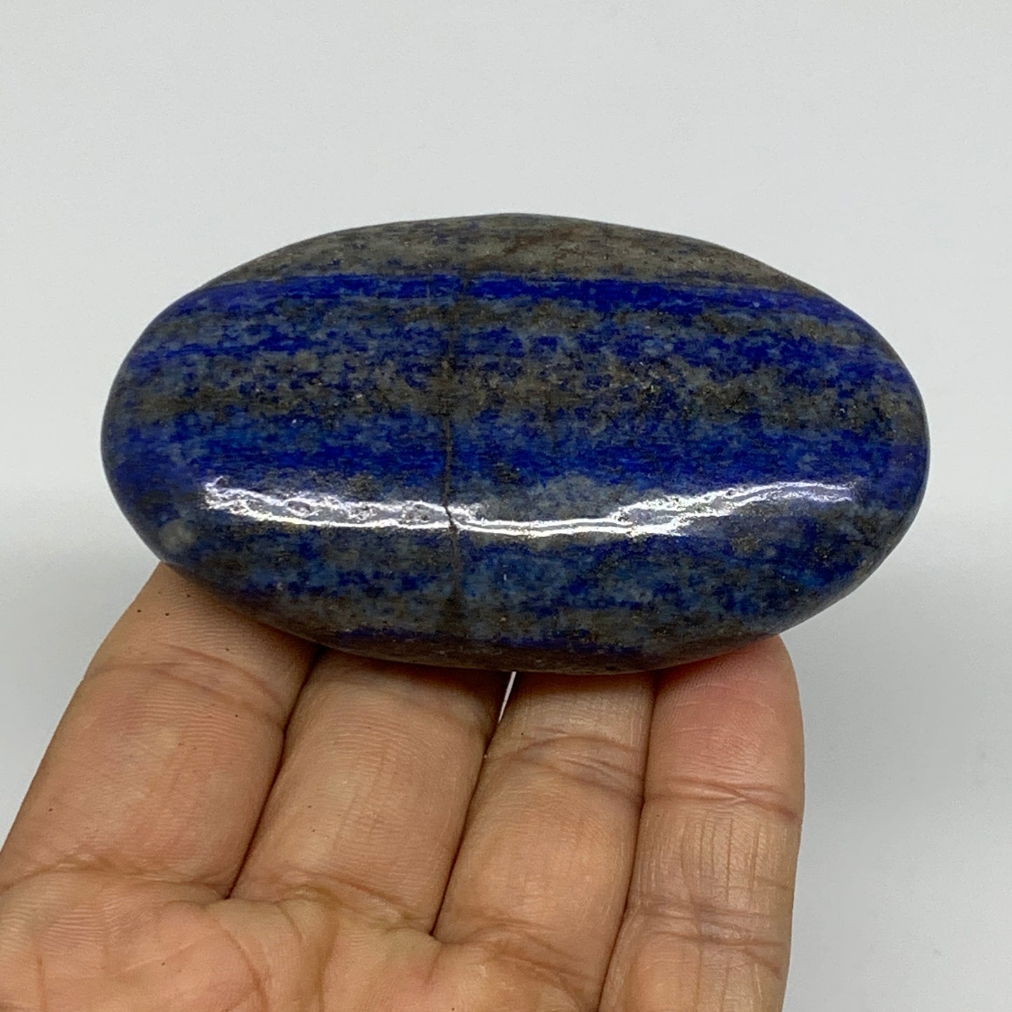 130g, 3"x1.8"x0.8", Natural Lapis Lazuli Palm Stone @Afghanistan, B36686