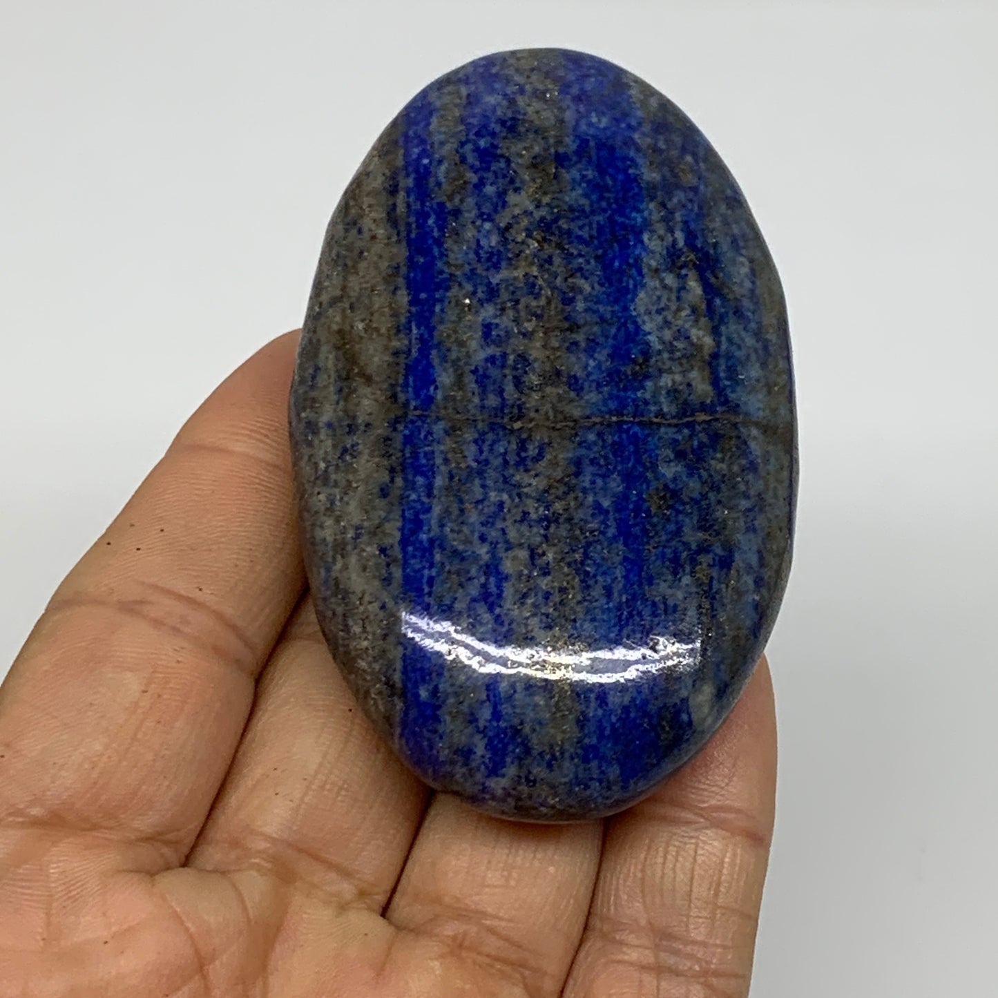 130g, 3"x1.8"x0.8", Natural Lapis Lazuli Palm Stone @Afghanistan, B36686