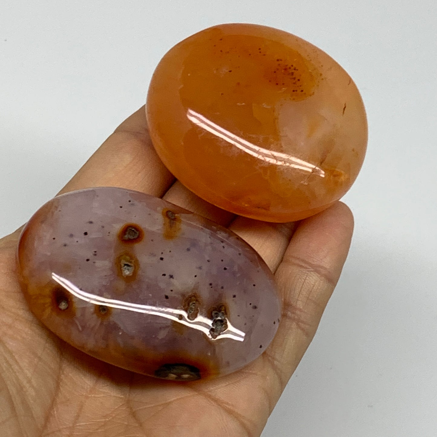 185g, 2"-2.5", 2pcs, Red Carnelian Palm-Stone Gem Crystal Polished, B37598
