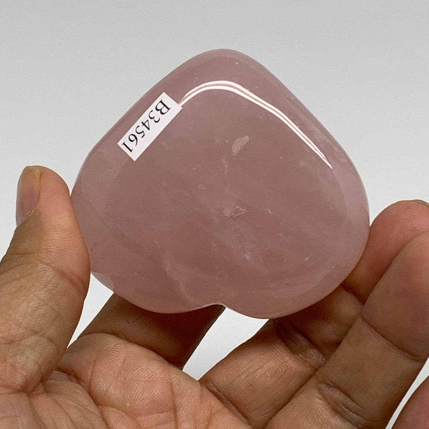 125g, 2.2"x2.5"x1",  Rose Quartz Heart Healing Crystal @Madagascar, B34561