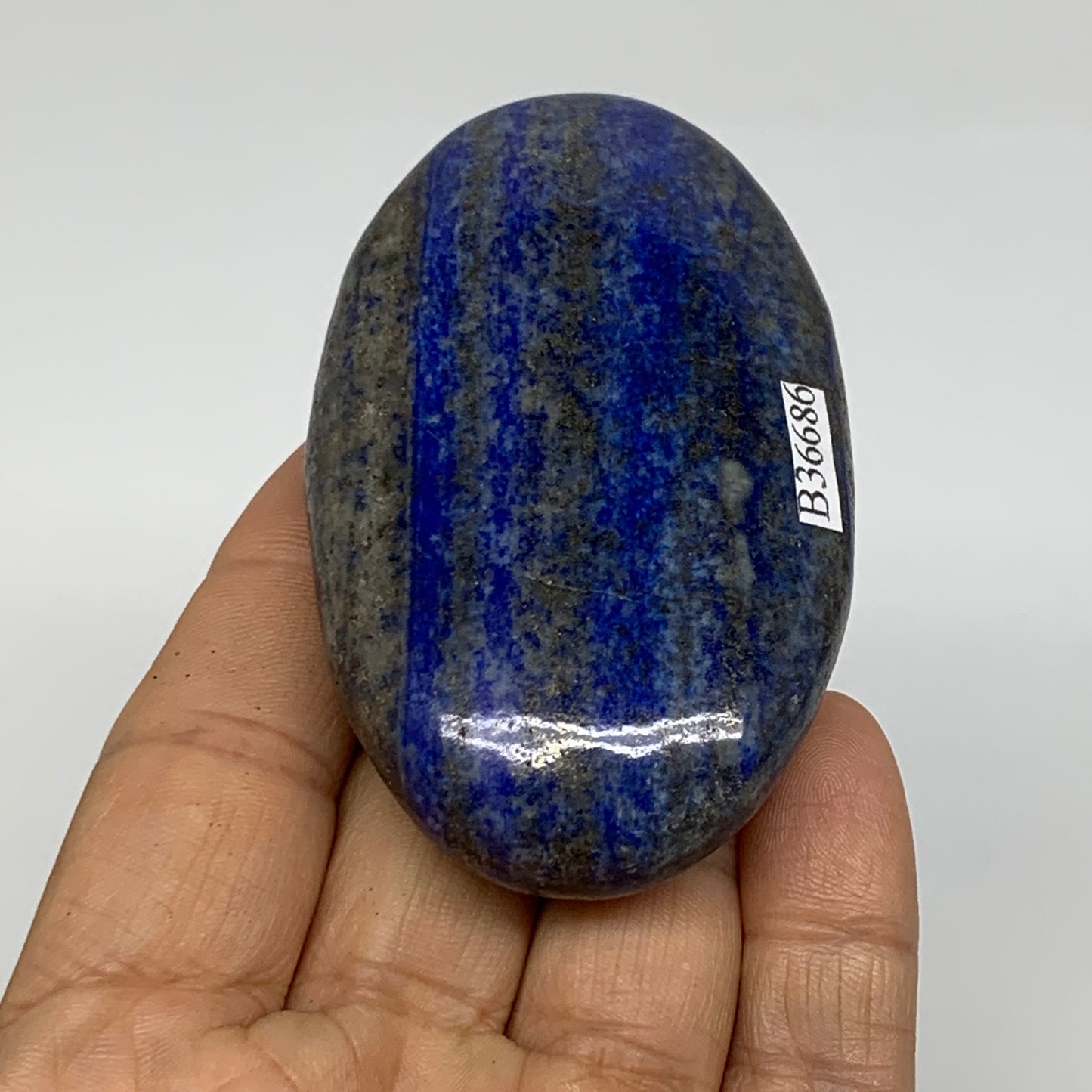 130g, 3"x1.8"x0.8", Natural Lapis Lazuli Palm Stone @Afghanistan, B36686