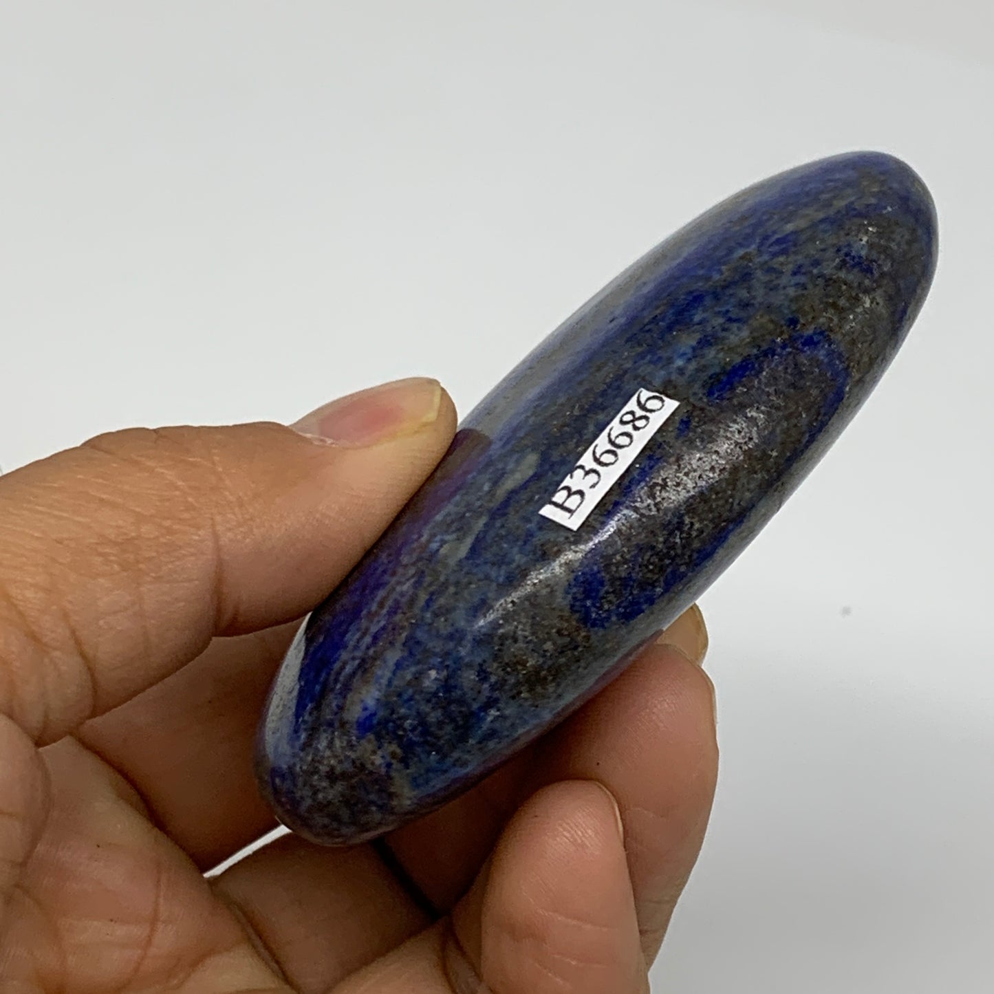 130g, 3"x1.8"x0.8", Natural Lapis Lazuli Palm Stone @Afghanistan, B36686