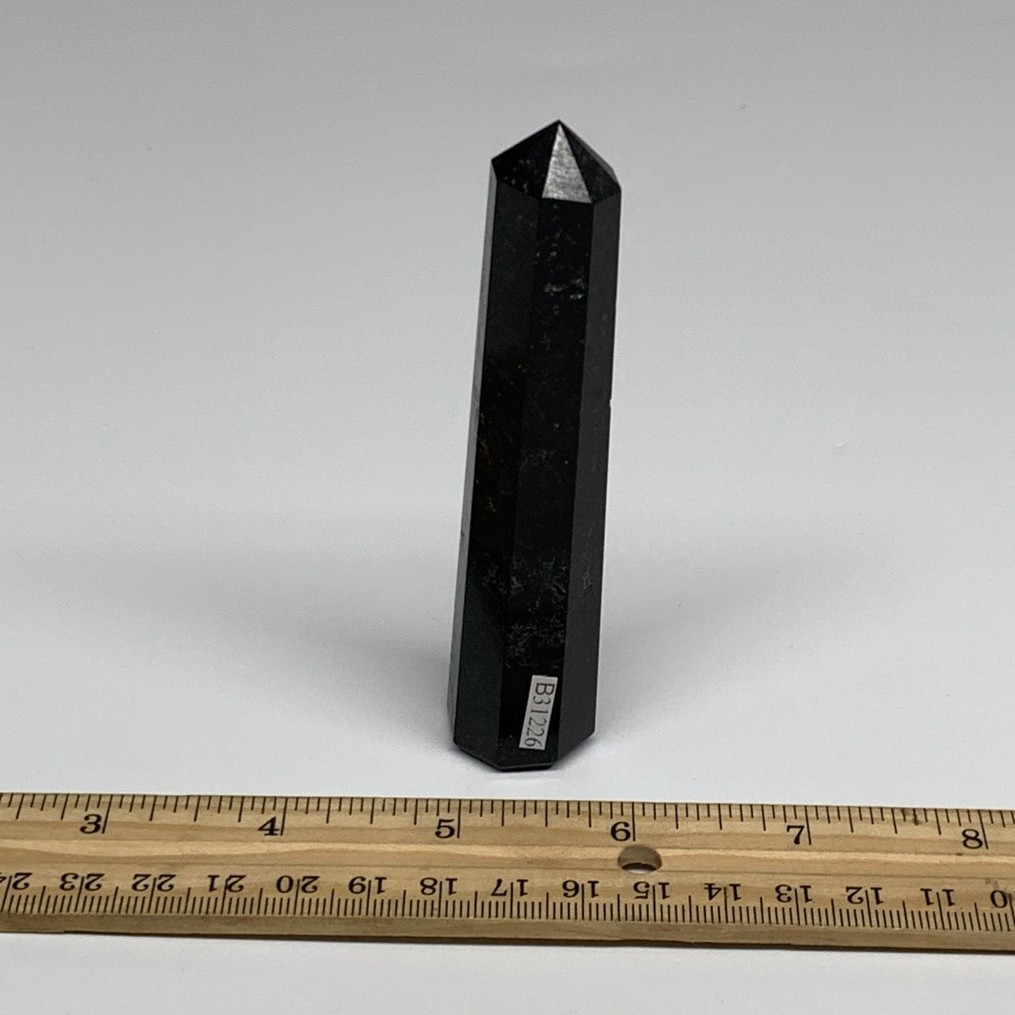 94g, 4.1"x0.8", Black Tourmaline Tower Obelisk Point @Brazil, B31226