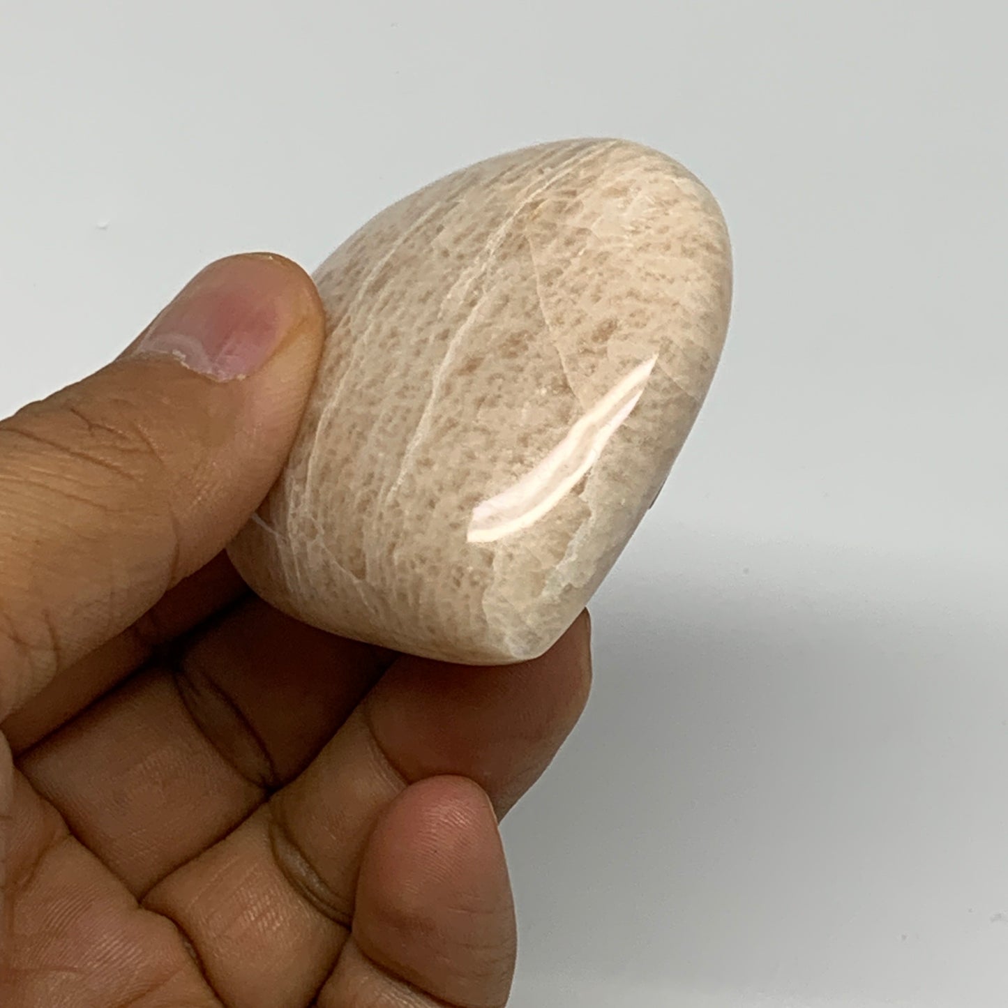 84.3g, 2.1"x2.1"x0.9", Peach Moonstone Heart Crystal Polished Gemstone, B28121