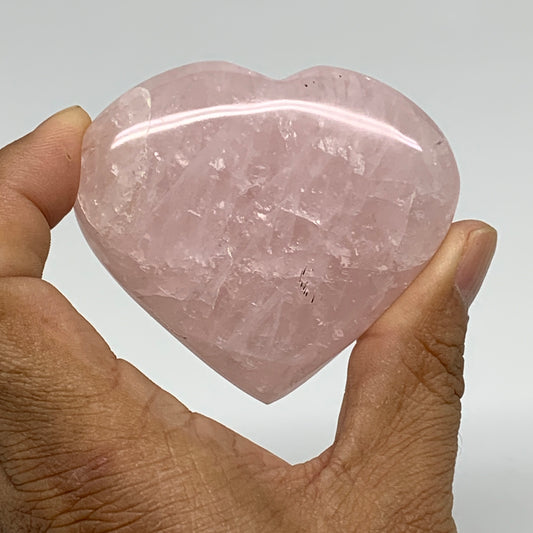 114.4g, 2.2"x2.6"x0.9",  Rose Quartz Heart Healing Crystal @Madagascar, B34562