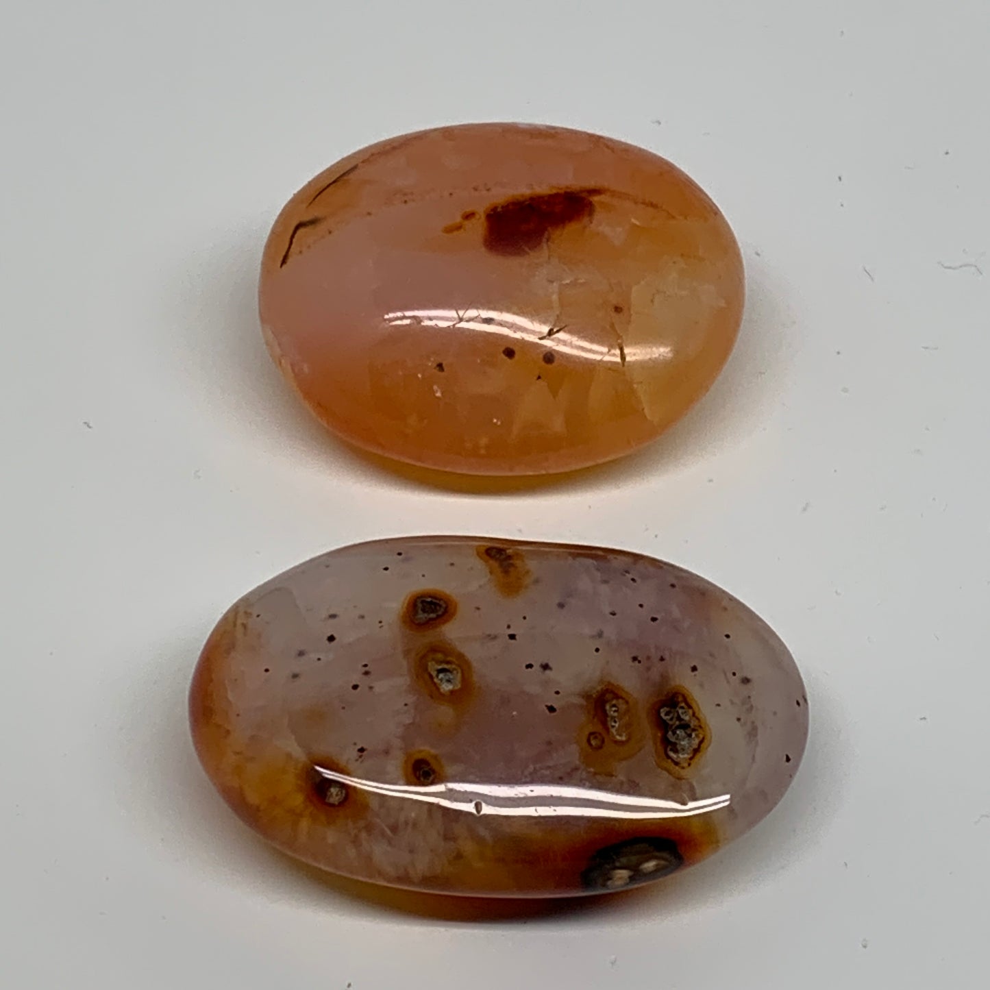 185g, 2"-2.5", 2pcs, Red Carnelian Palm-Stone Gem Crystal Polished, B37598