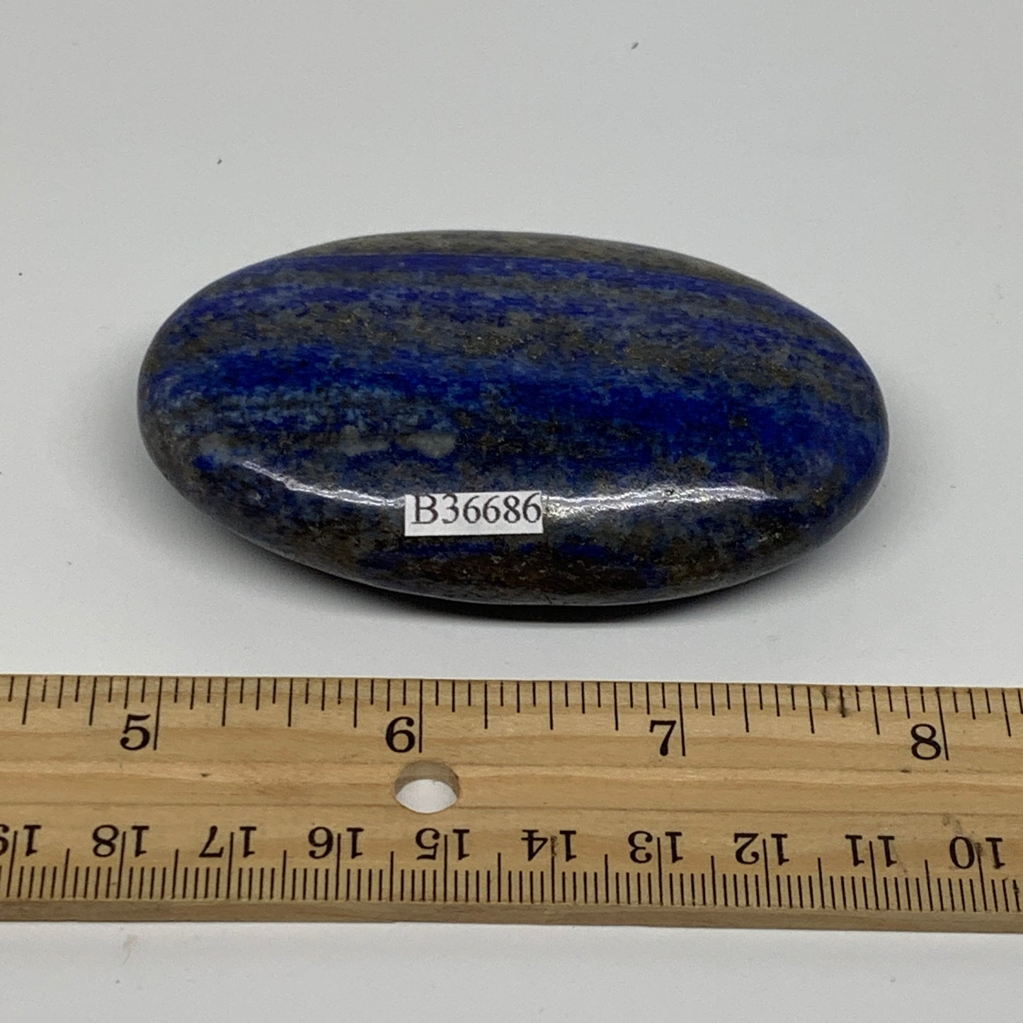 130g, 3"x1.8"x0.8", Natural Lapis Lazuli Palm Stone @Afghanistan, B36686