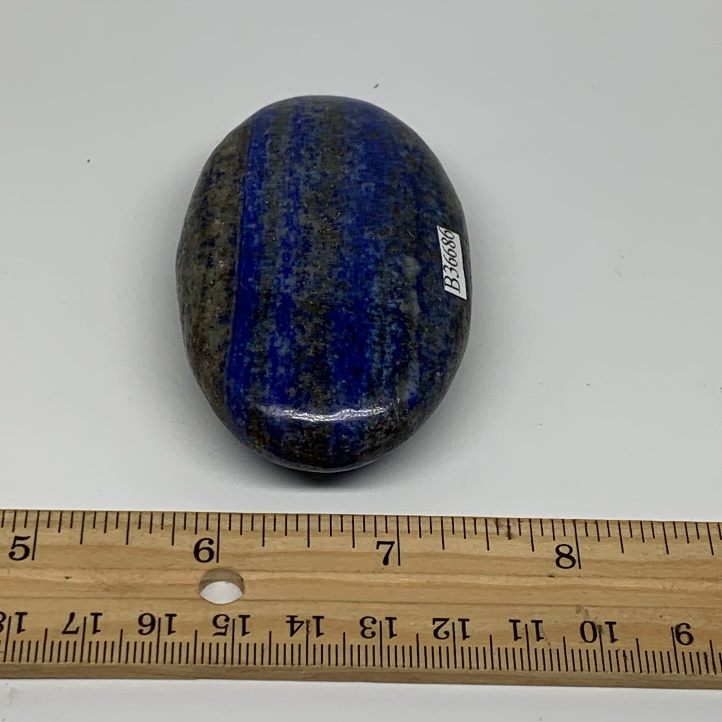 130g, 3"x1.8"x0.8", Natural Lapis Lazuli Palm Stone @Afghanistan, B36686