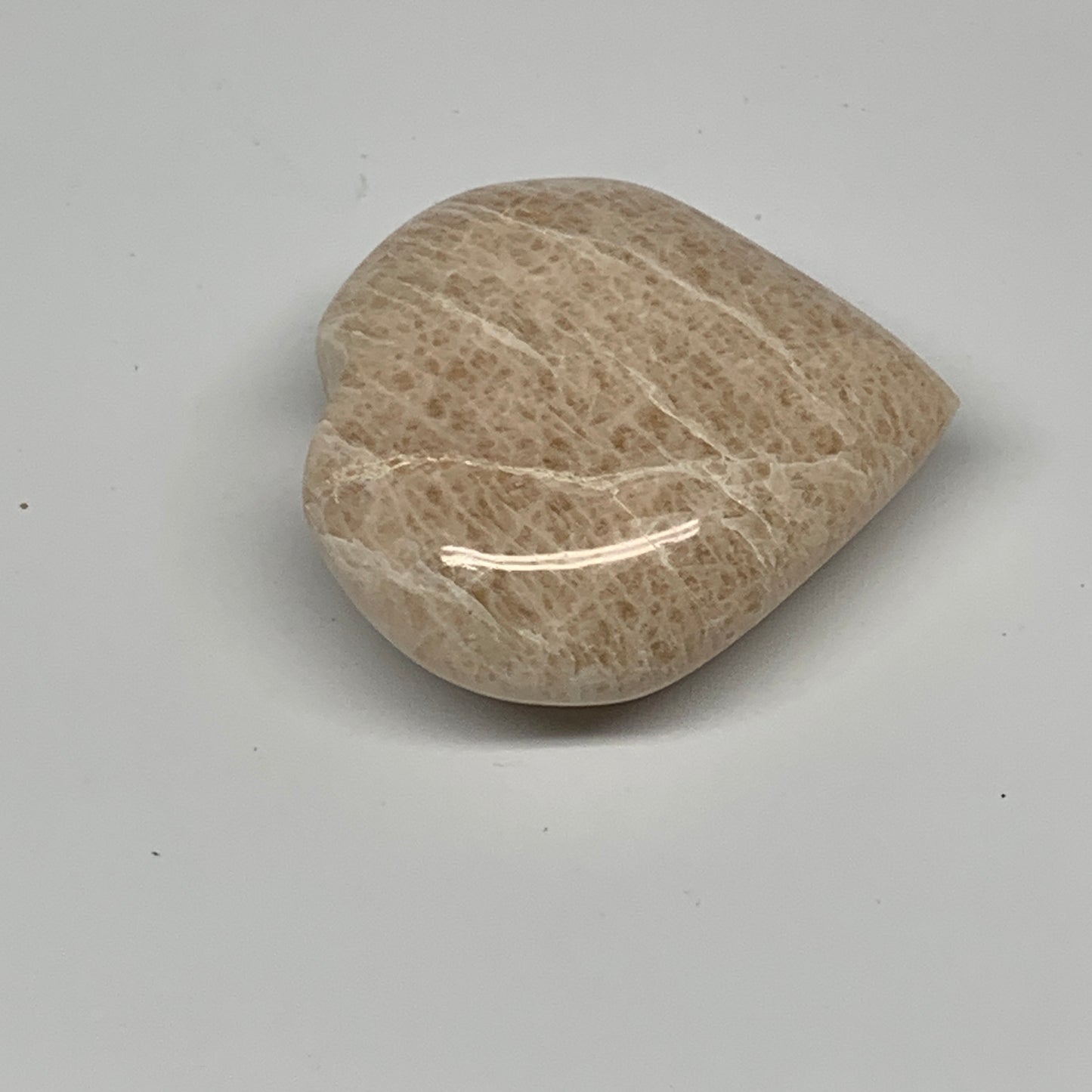 84.3g, 2.1"x2.1"x0.9", Peach Moonstone Heart Crystal Polished Gemstone, B28121