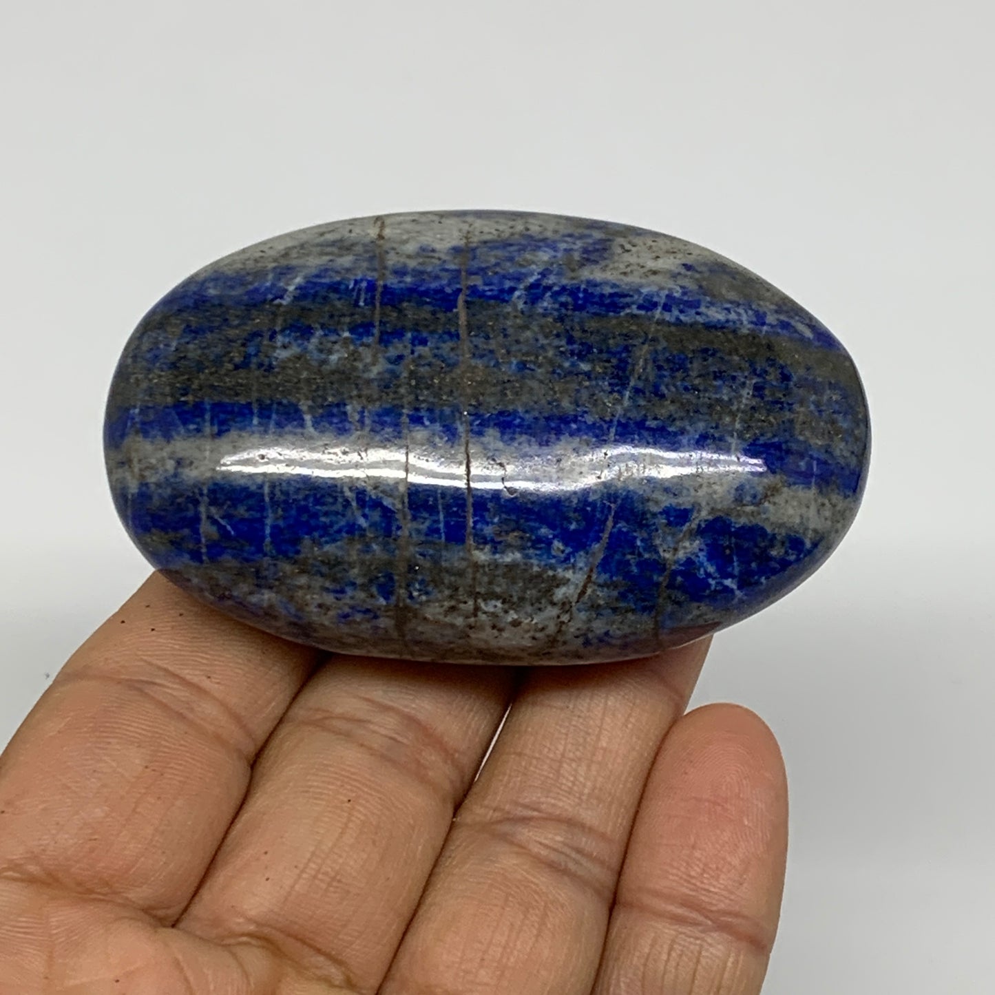127.3g, 2.7"x1.7"x1", Natural Lapis Lazuli Palm Stone @Afghanistan, B36687