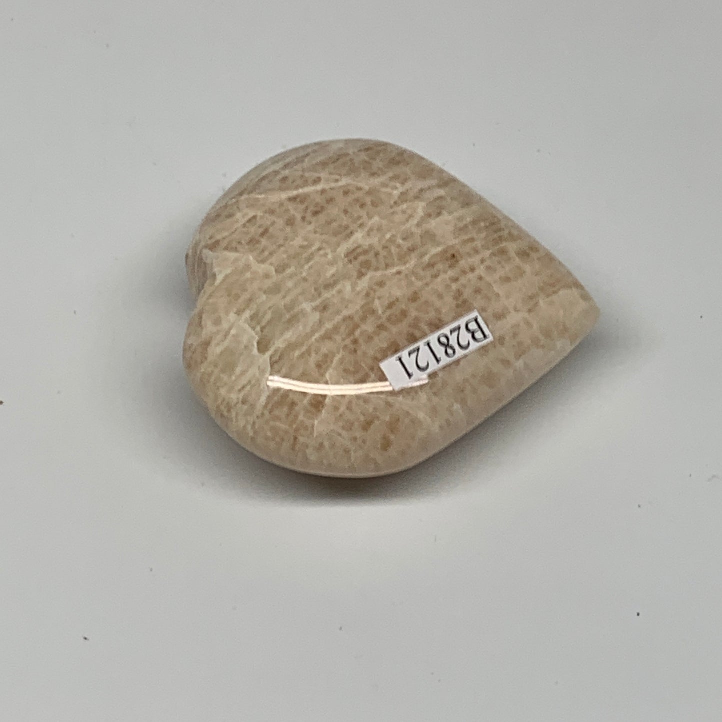 84.3g, 2.1"x2.1"x0.9", Peach Moonstone Heart Crystal Polished Gemstone, B28121