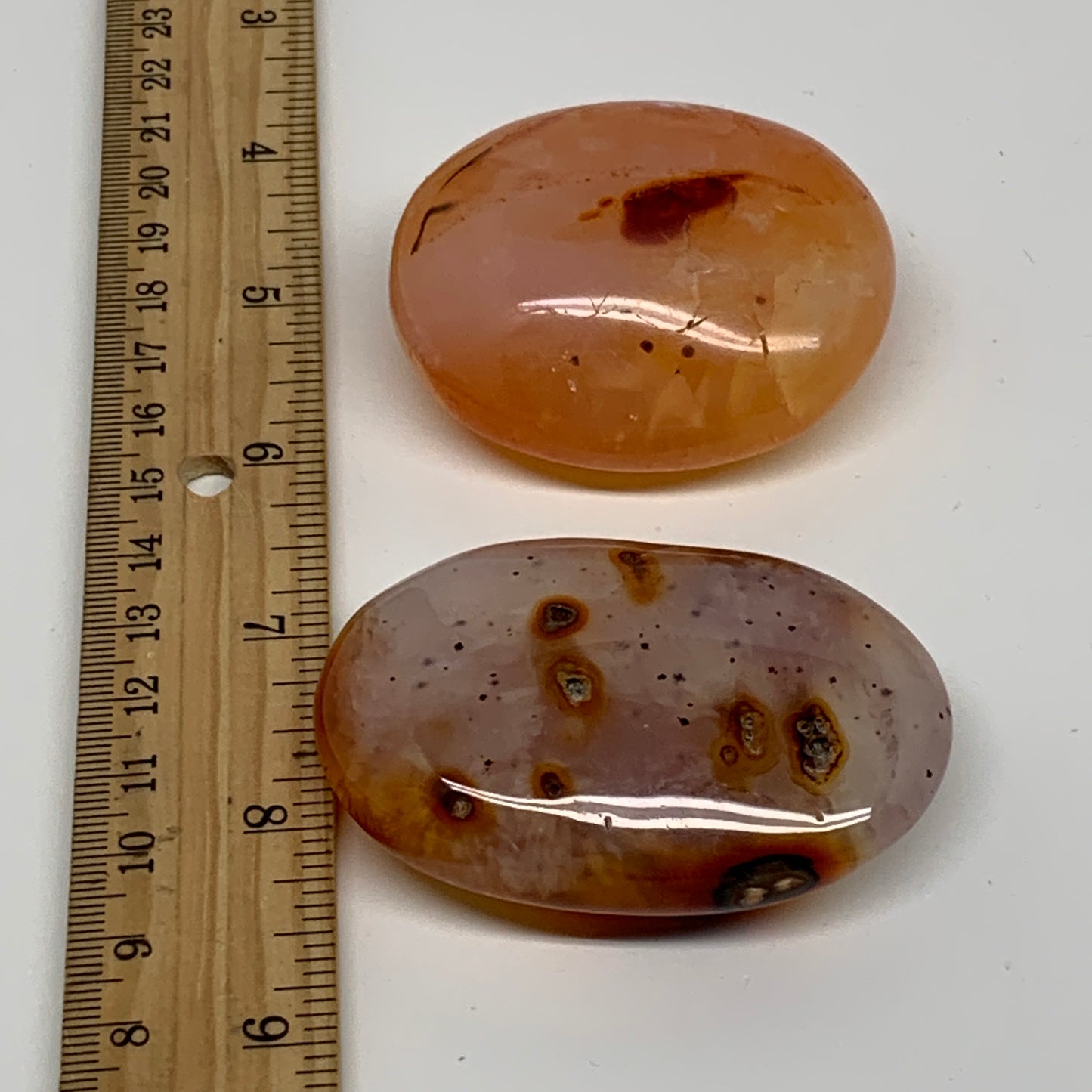 185g, 2"-2.5", 2pcs, Red Carnelian Palm-Stone Gem Crystal Polished, B37598
