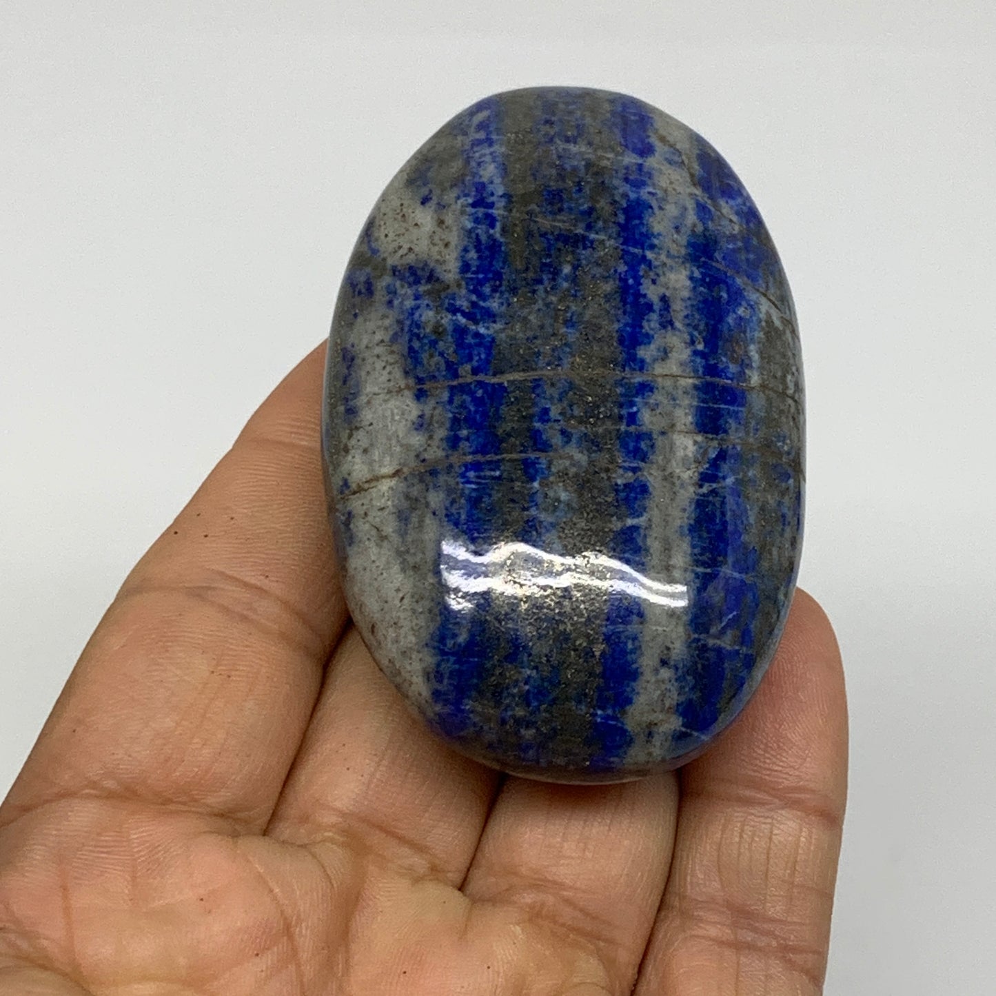 127.3g, 2.7"x1.7"x1", Natural Lapis Lazuli Palm Stone @Afghanistan, B36687