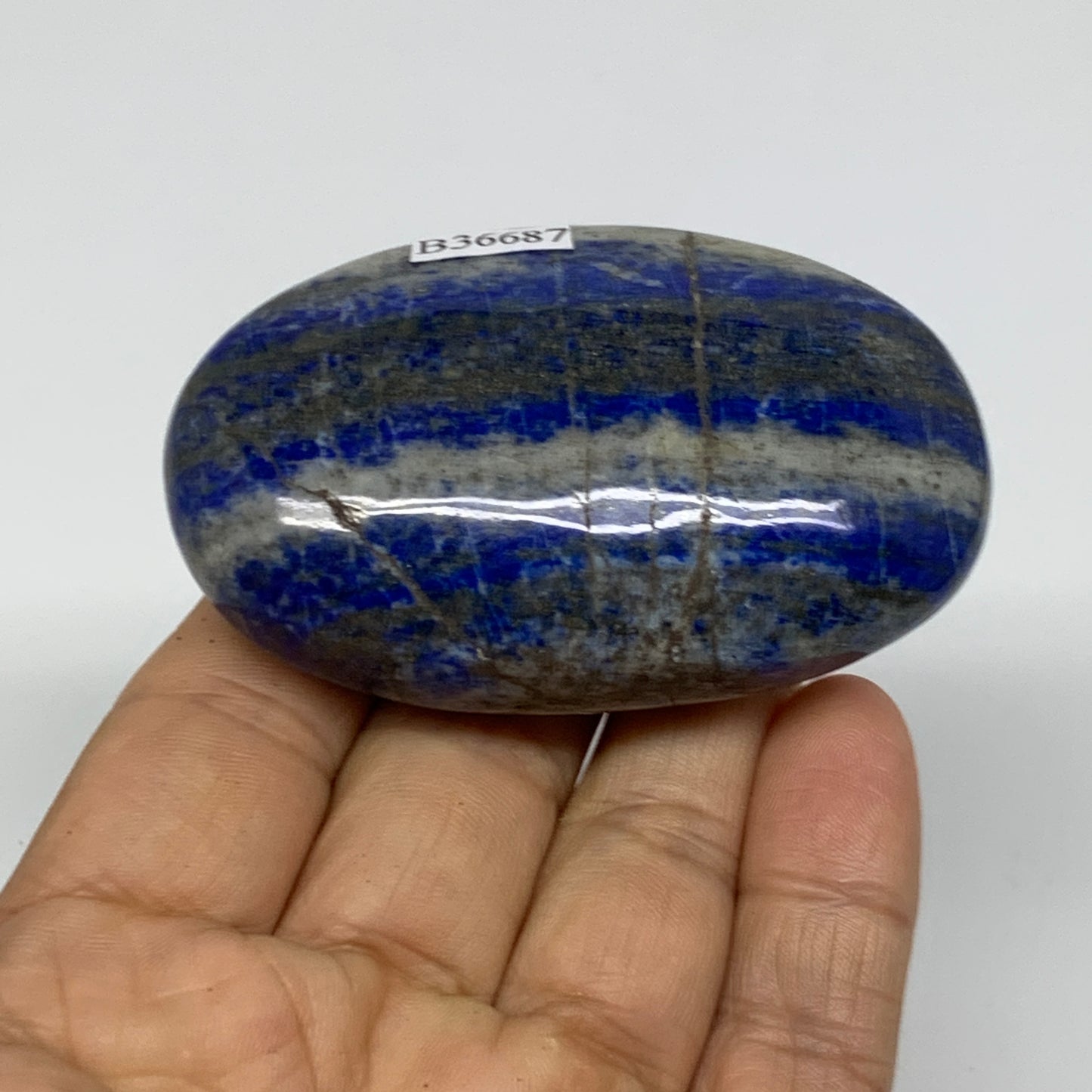 127.3g, 2.7"x1.7"x1", Natural Lapis Lazuli Palm Stone @Afghanistan, B36687
