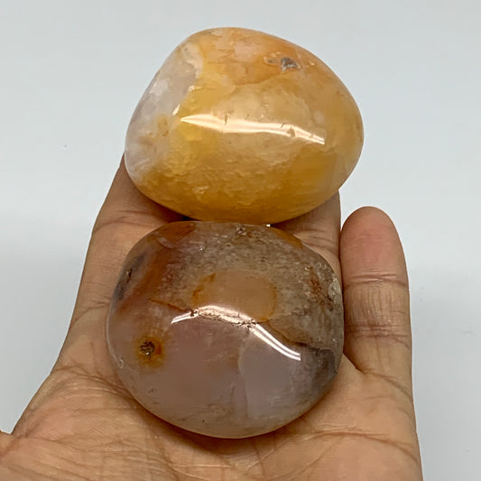 195.2g, 1.9"-2", 2pcs, Red Carnelian Palm-Stone Gem Crystal Polished, B37599